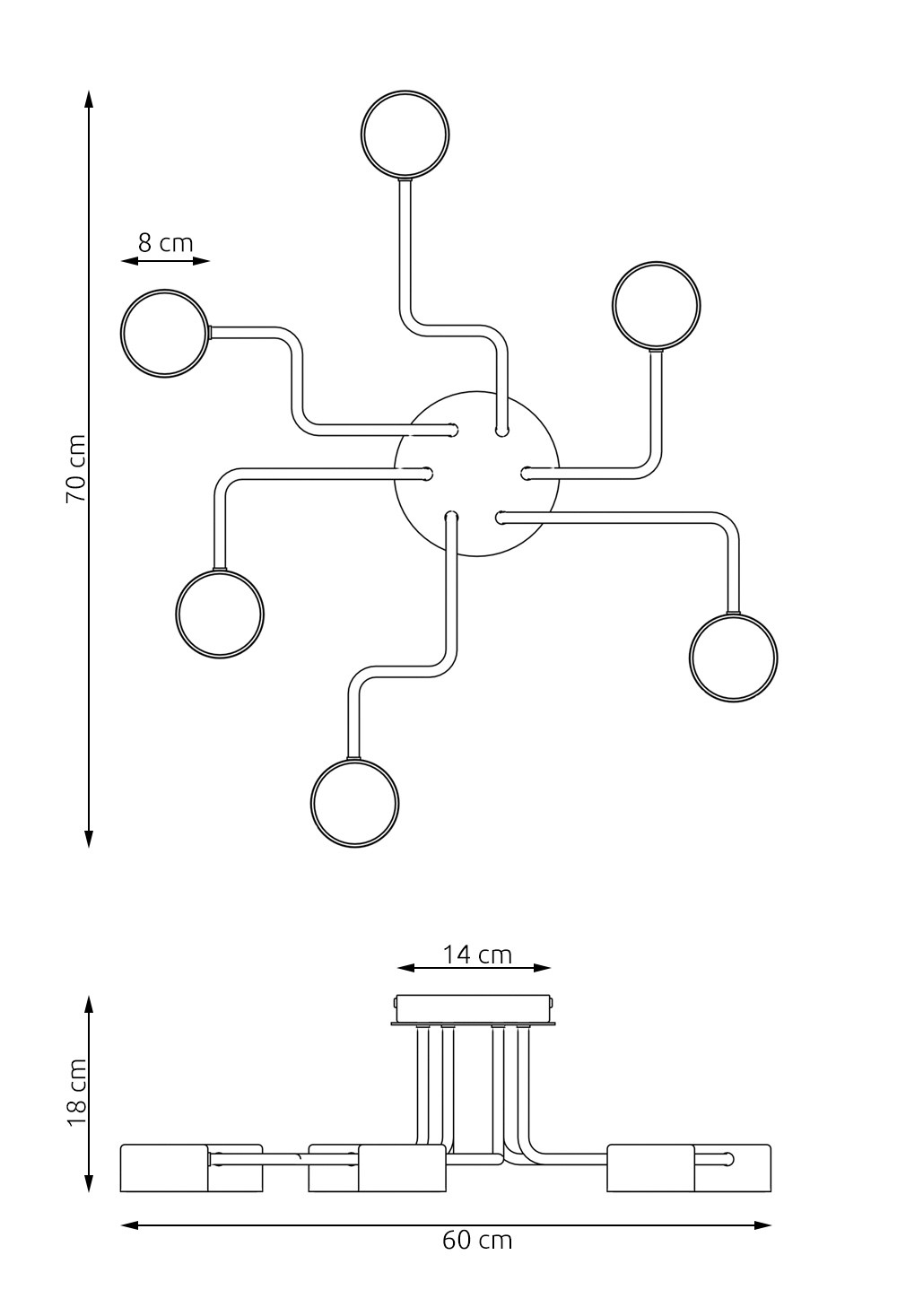 Plafoniera Moderna Ade Acciaio Nero 6 Luci Gx53 Ip20 LA0013-EB-PL6-NR
