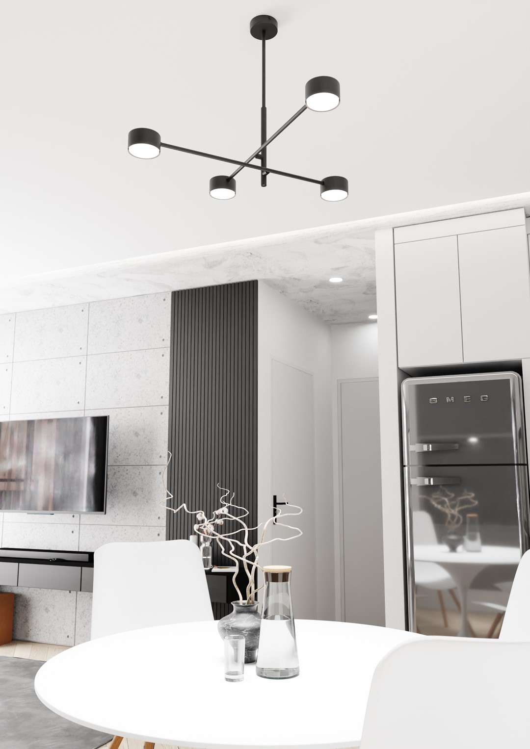 Plafoniera Moderna Giove Acciaio Nero 4 Luci Gx53 Ip20 LA0015-EB-PL4-NR