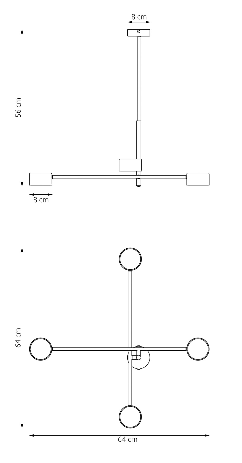 Plafoniera Moderna Giove Acciaio Nero 4 Luci Gx53 Ip20 LA0015-EB-PL4-NR