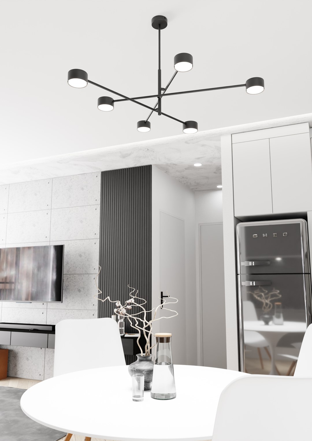 Plafoniera Moderna Giove Acciaio Nero 6 Luci Gx53 Ip20 LA0015-EB-PL6-NR