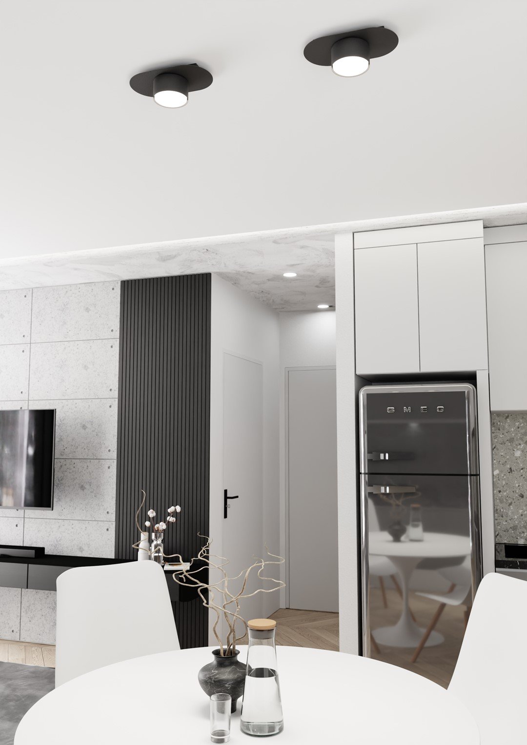 Plafoniera Minimal Marte Acciaio Nero 1 Luce Gx53 Ip20 LA0019-EB-PL1-NR