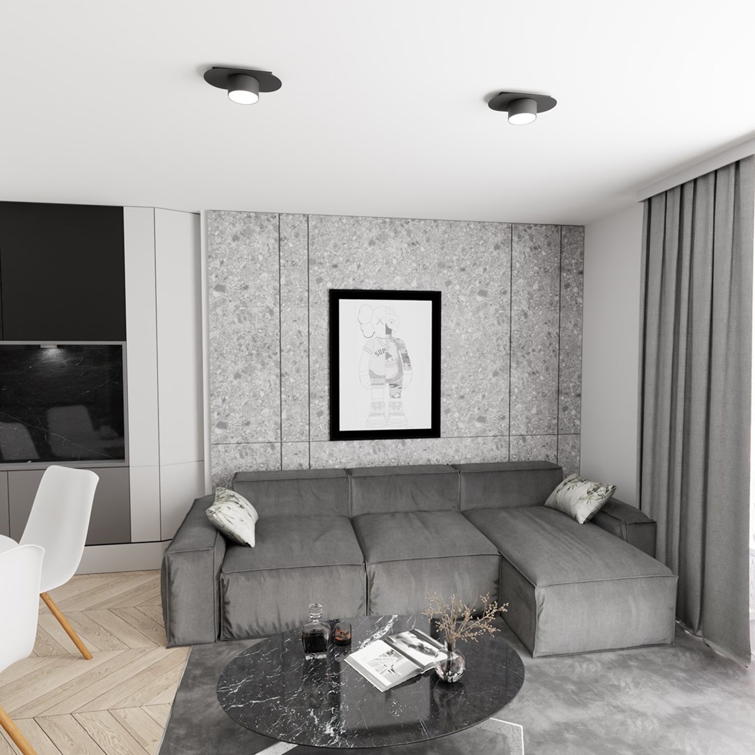 Plafoniera Minimal Marte Acciaio Nero 1 Luce Gx53 Ip20 LA0019-EB-PL1-NR
