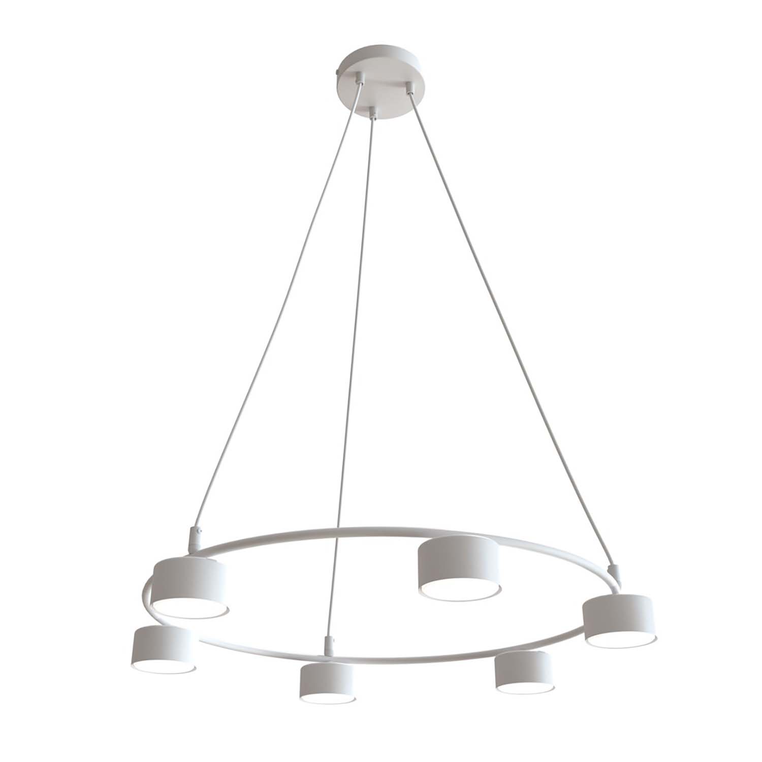 Lampadario Moderno 6 Luci Odin In Acciaio Bianco Ad Anello E Cilindri LA0034-EB-6-BI
