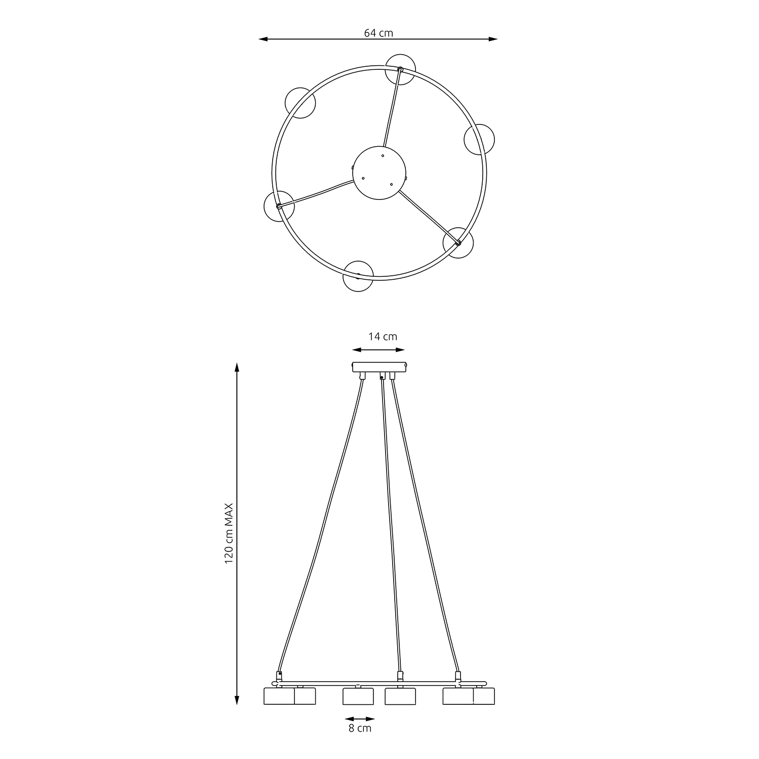 Lampadario Moderno 6 Luci Odin In Acciaio Bianco Ad Anello E Cilindri LA0034-EB-6-BI