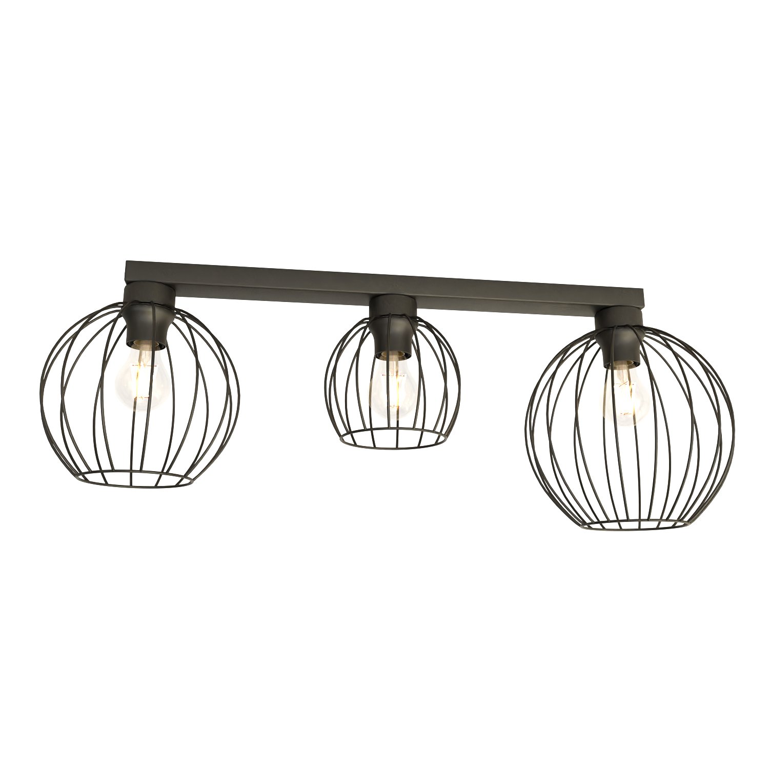 Plafoniera Minimal Industrial Orion 3 Luci Lineari Nera 1371/3