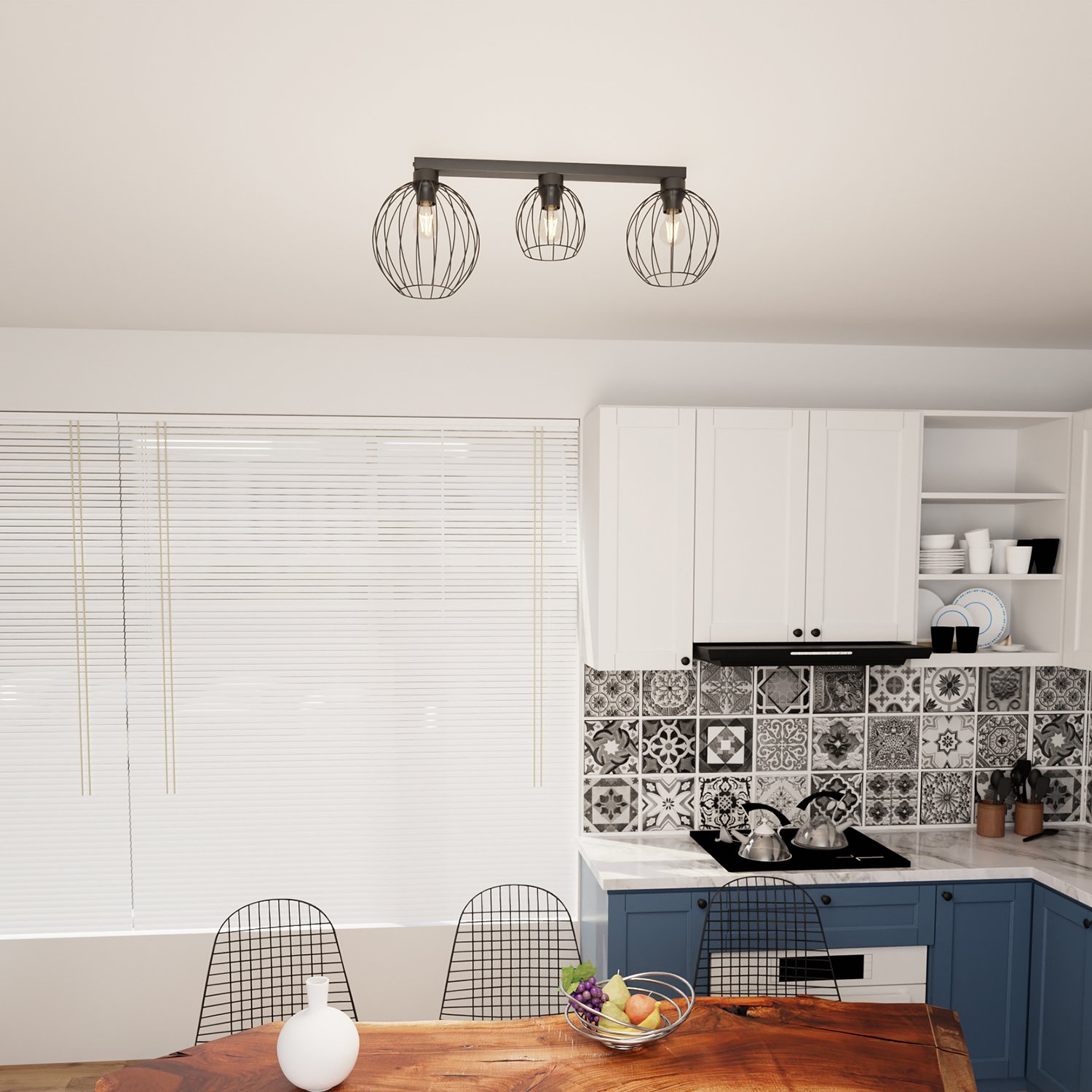 Plafoniera Minimal Industrial Orion 3 Luci Lineari Nera 1371/3