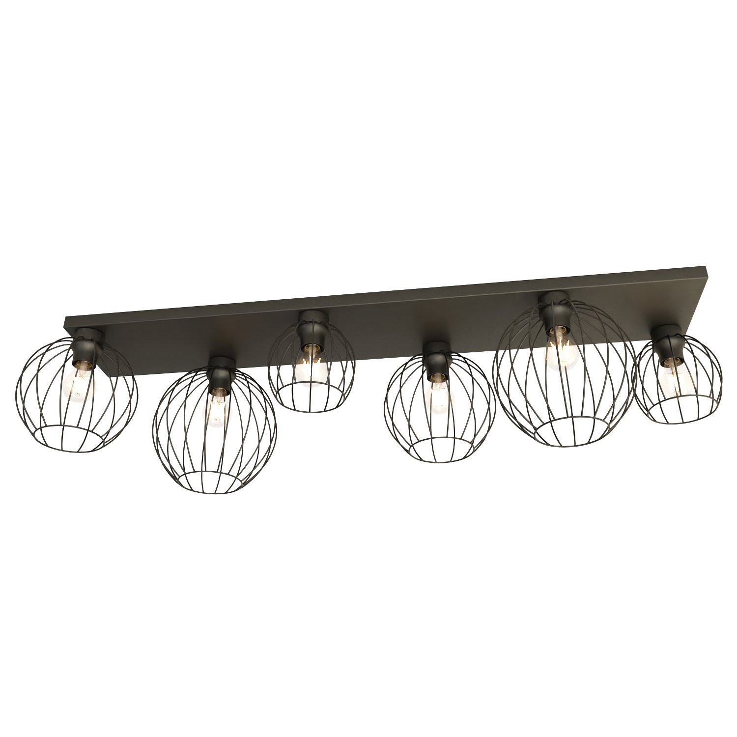 Plafoniera Minimal Industrial Orion 6 Luci Lineari Nera 1371/6