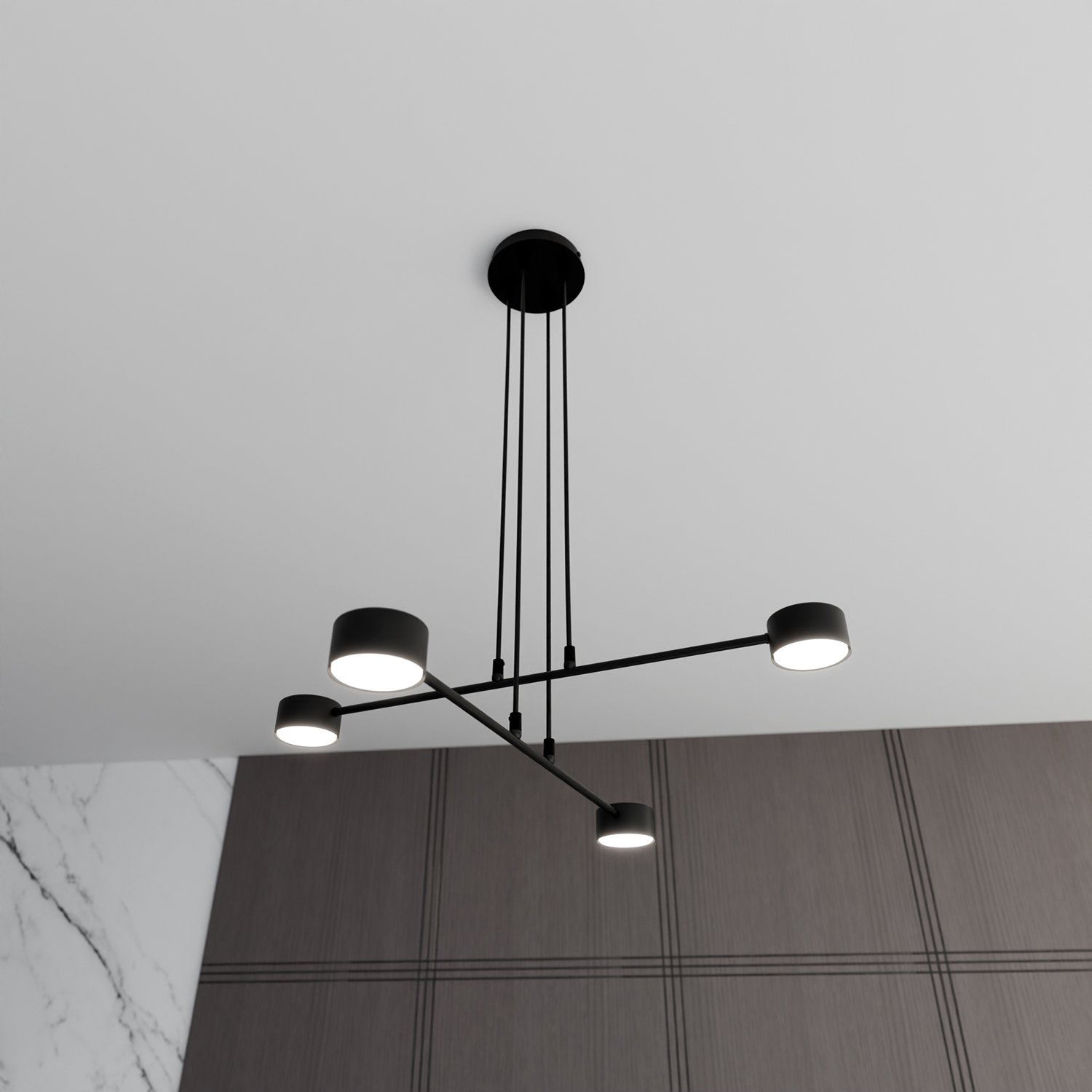 Sospensione Moderna Tefnut 4 Luci In Acciaio Nero LA0060-EB-4-NR