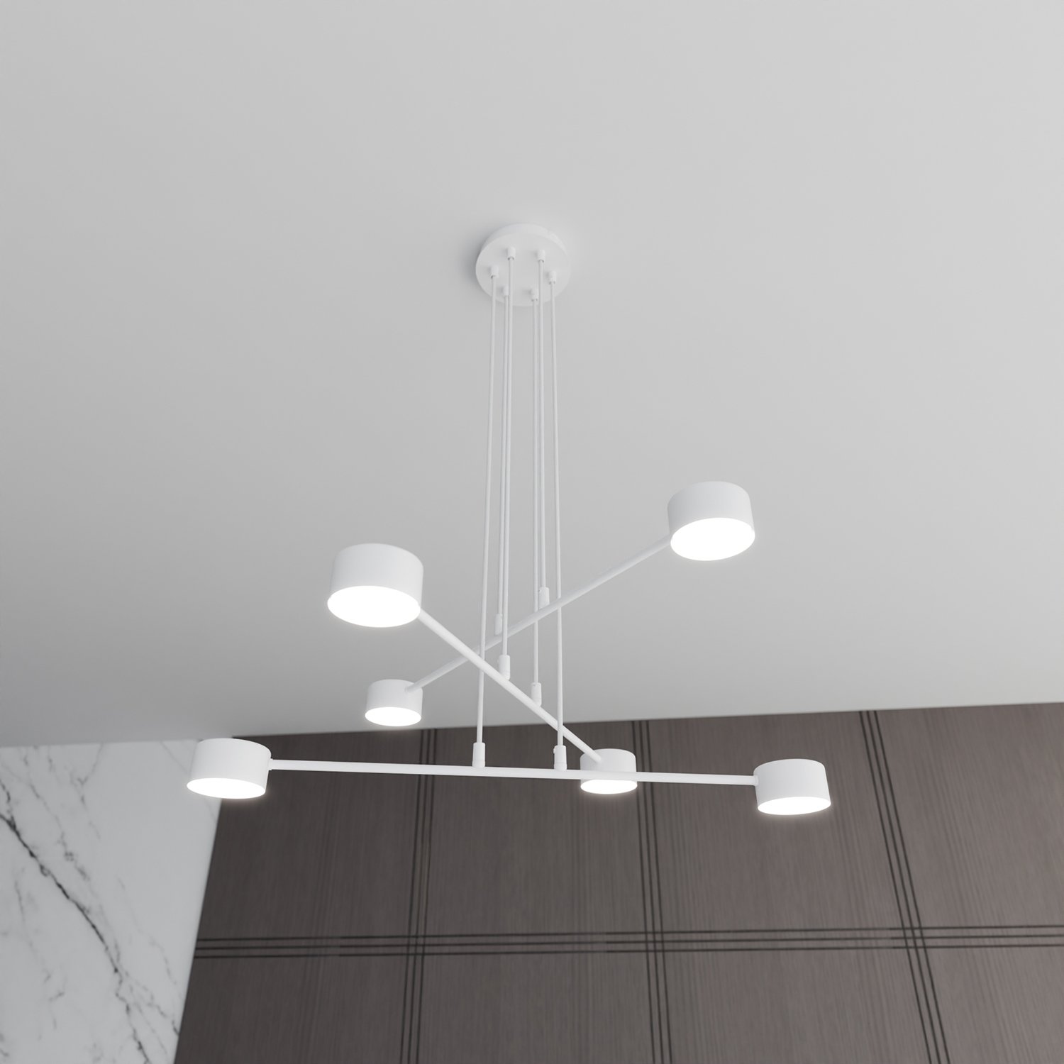Sospensione Moderna Tefnut 6 Luci In Acciaio Bianco LA0060-EB-6-BI