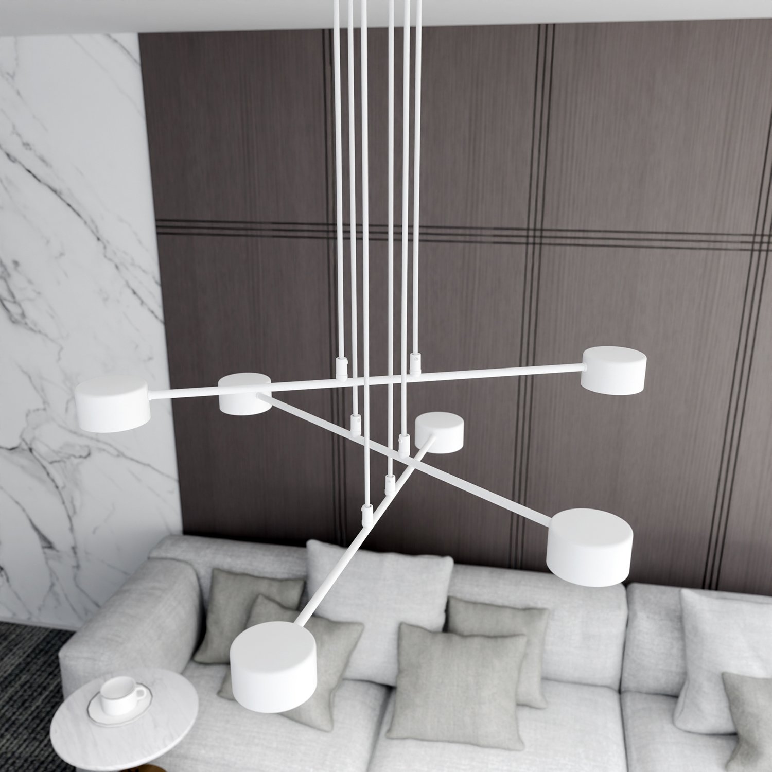 Sospensione Moderna Tefnut 6 Luci In Acciaio Bianco LA0060-EB-6-BI