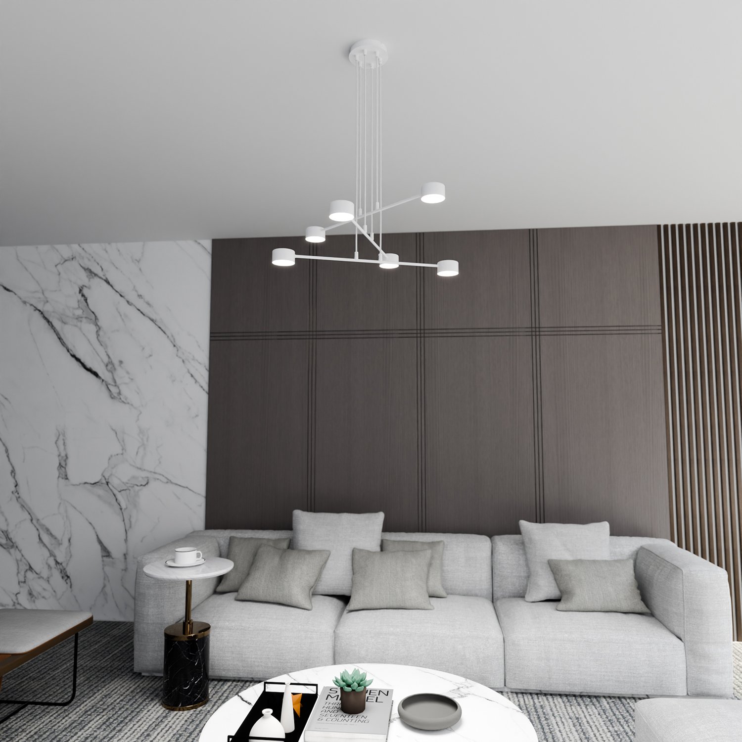 Sospensione Moderna Tefnut 6 Luci In Acciaio Bianco LA0060-EB-6-BI