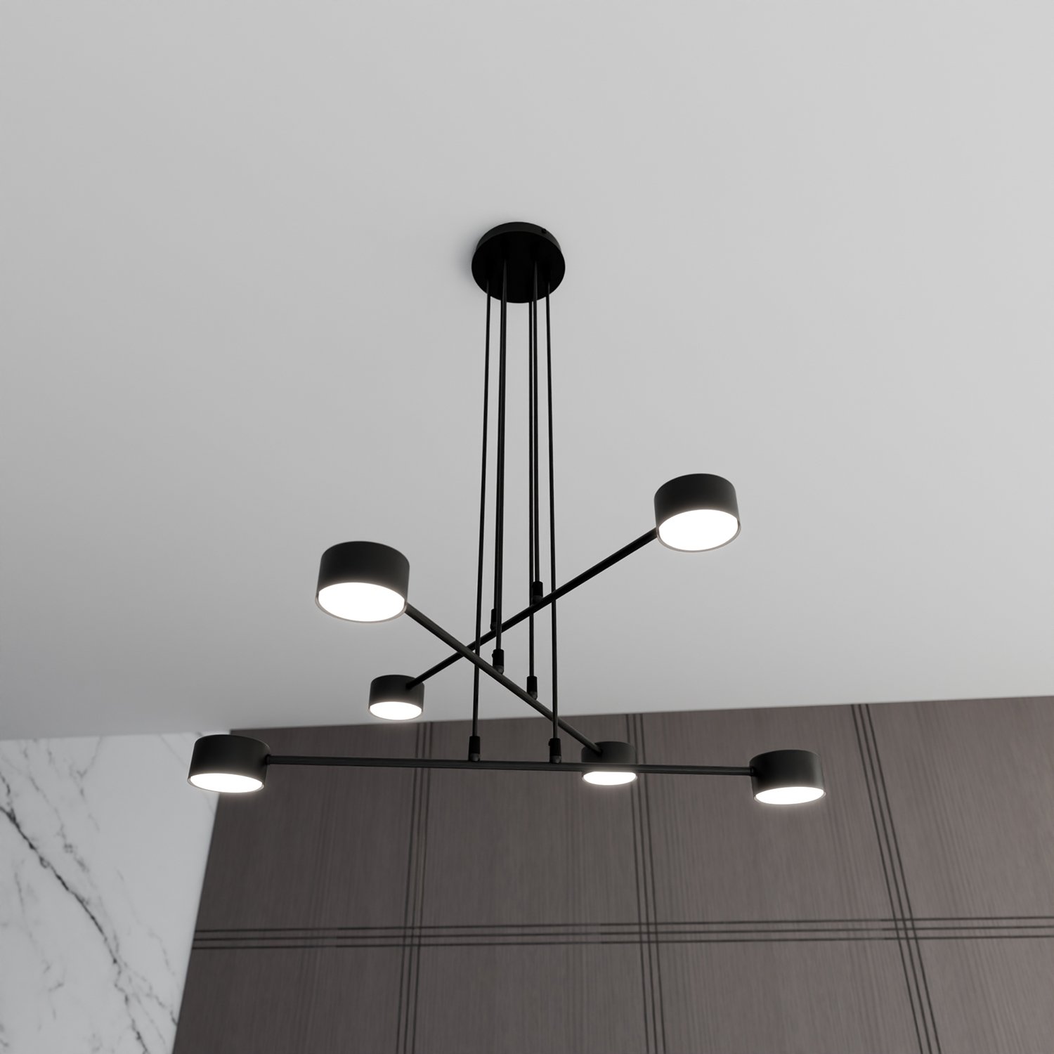 Sospensione Moderna Tefnut 6 Luci In Acciaio Nero LA0060-EB-6-NR