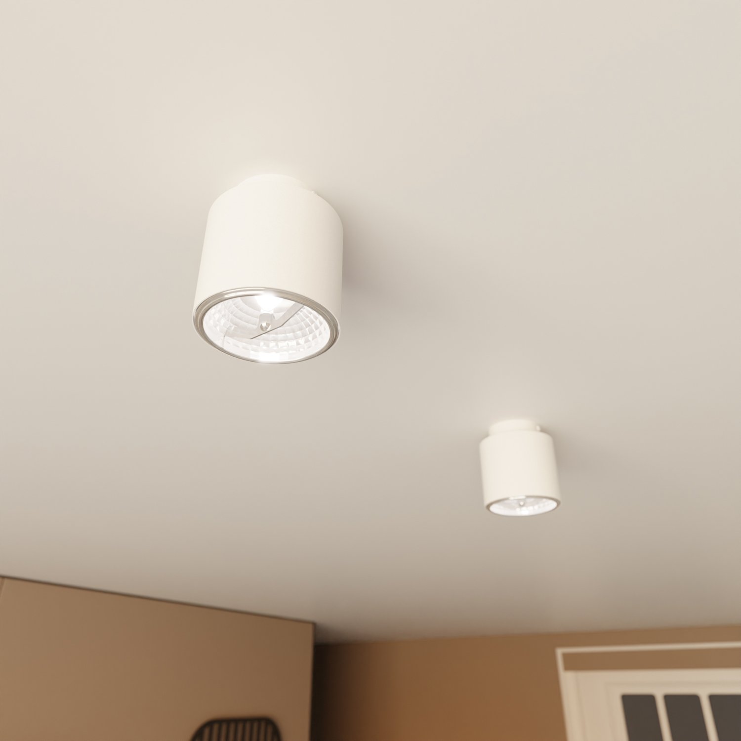 Plafoniera Moderna 1 Luce Faretto Aditya In Acciaio Bianco 1311/1