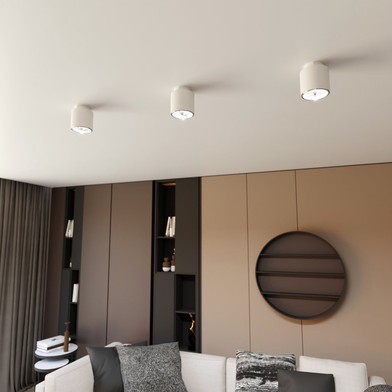 Plafoniera Moderna 1 Luce Faretto Aditya In Acciaio Bianco 1311/1