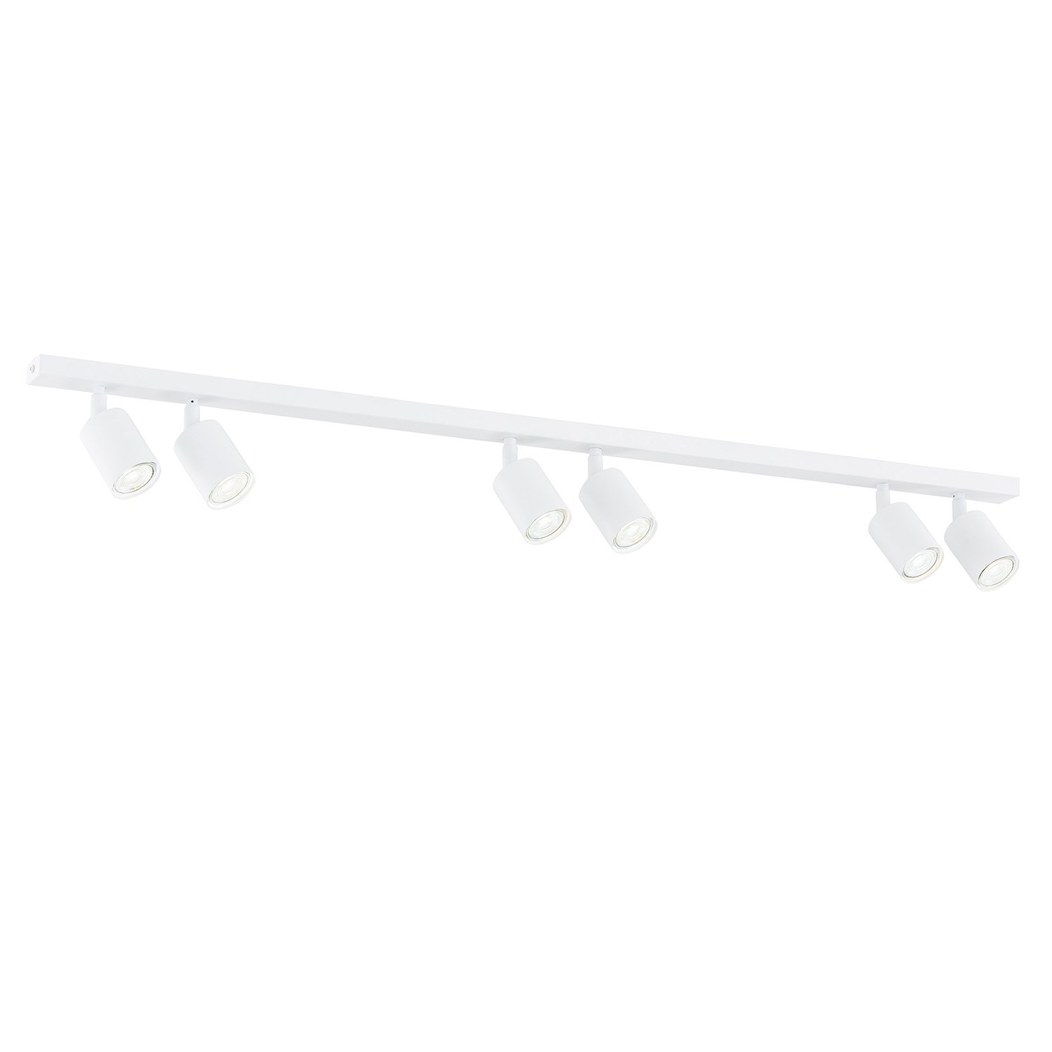 Plafoniera Moderna 6 Luci Faretti Khnum In Acciaio Bianco