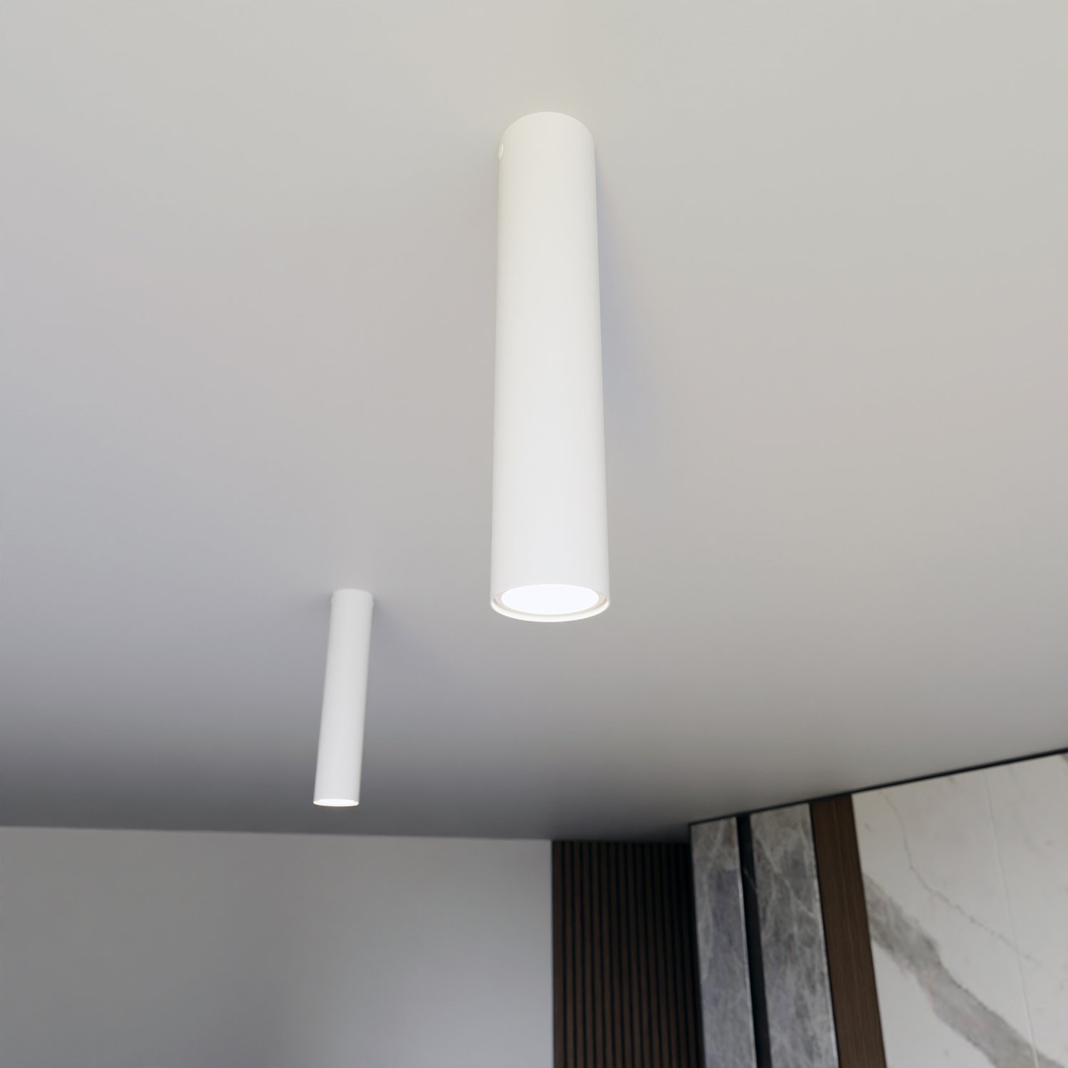 Plafoniera Moderna Faretto Mahadeva 1 Luce Acciaio Bianco 30 Cm 1317/1M