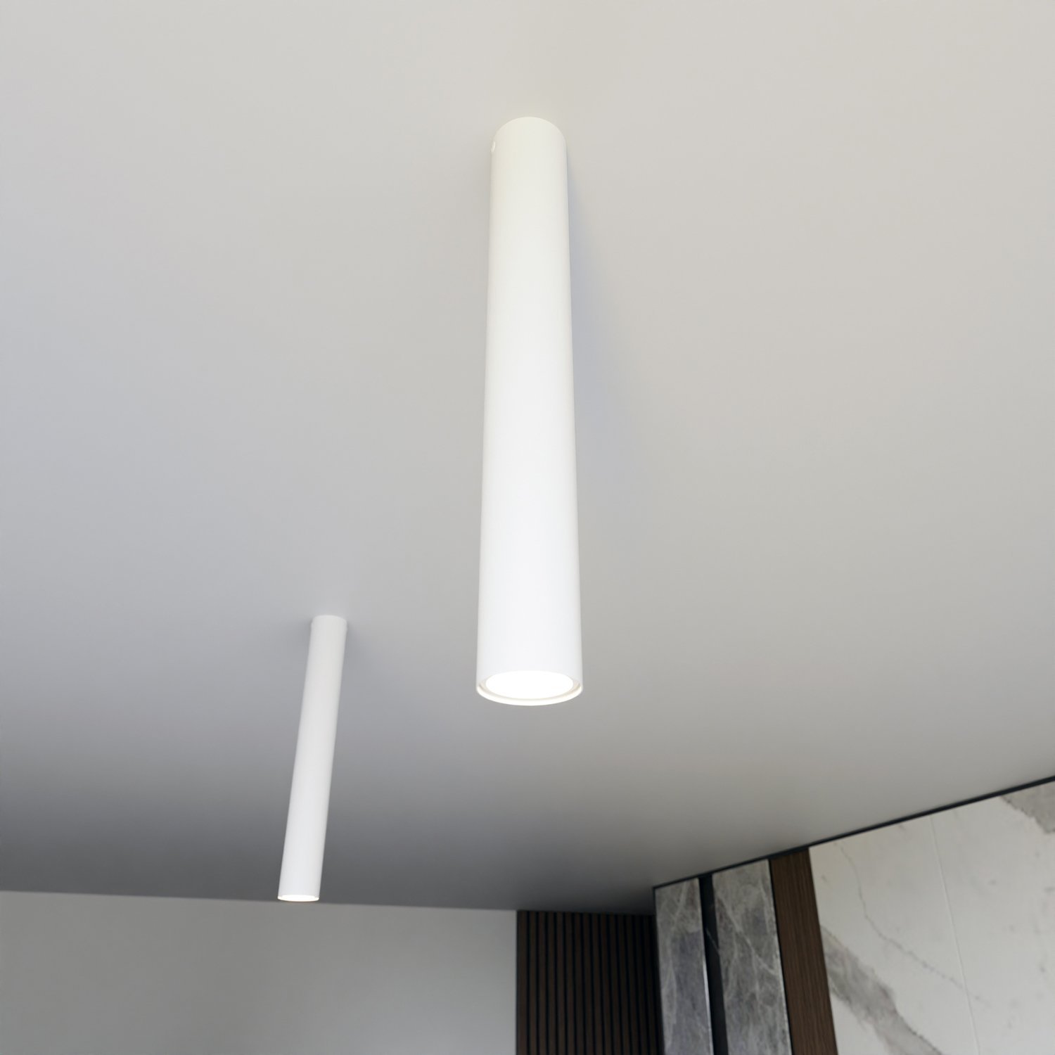 Plafoniera Moderna Faretto Mahadeva 1 Luce Acciaio Bianco 45 Cm 1317/1L