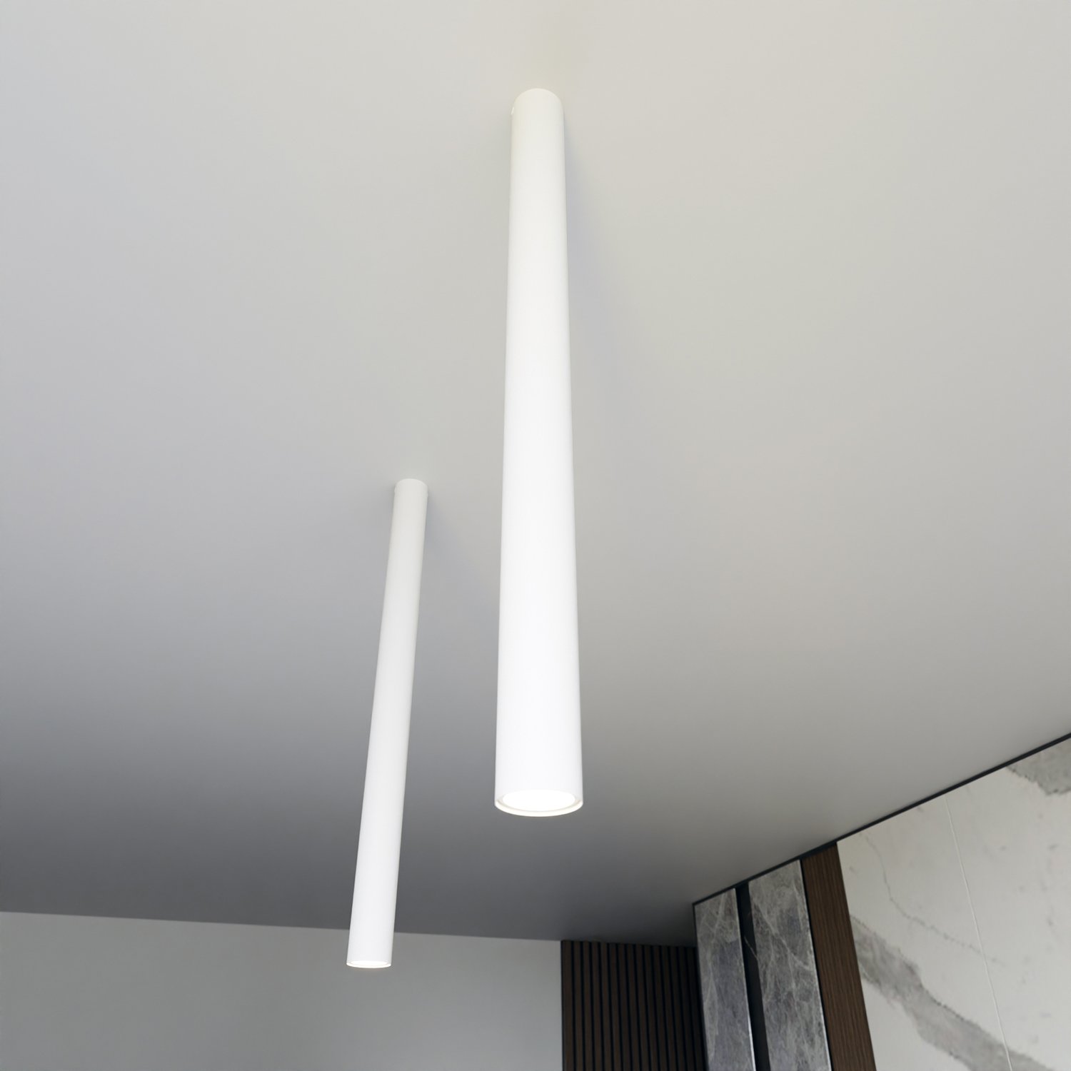 Plafoniera Moderna Faretto Mahadeva 1 Luce Acciaio Bianco 80 Cm 1317/1XXL