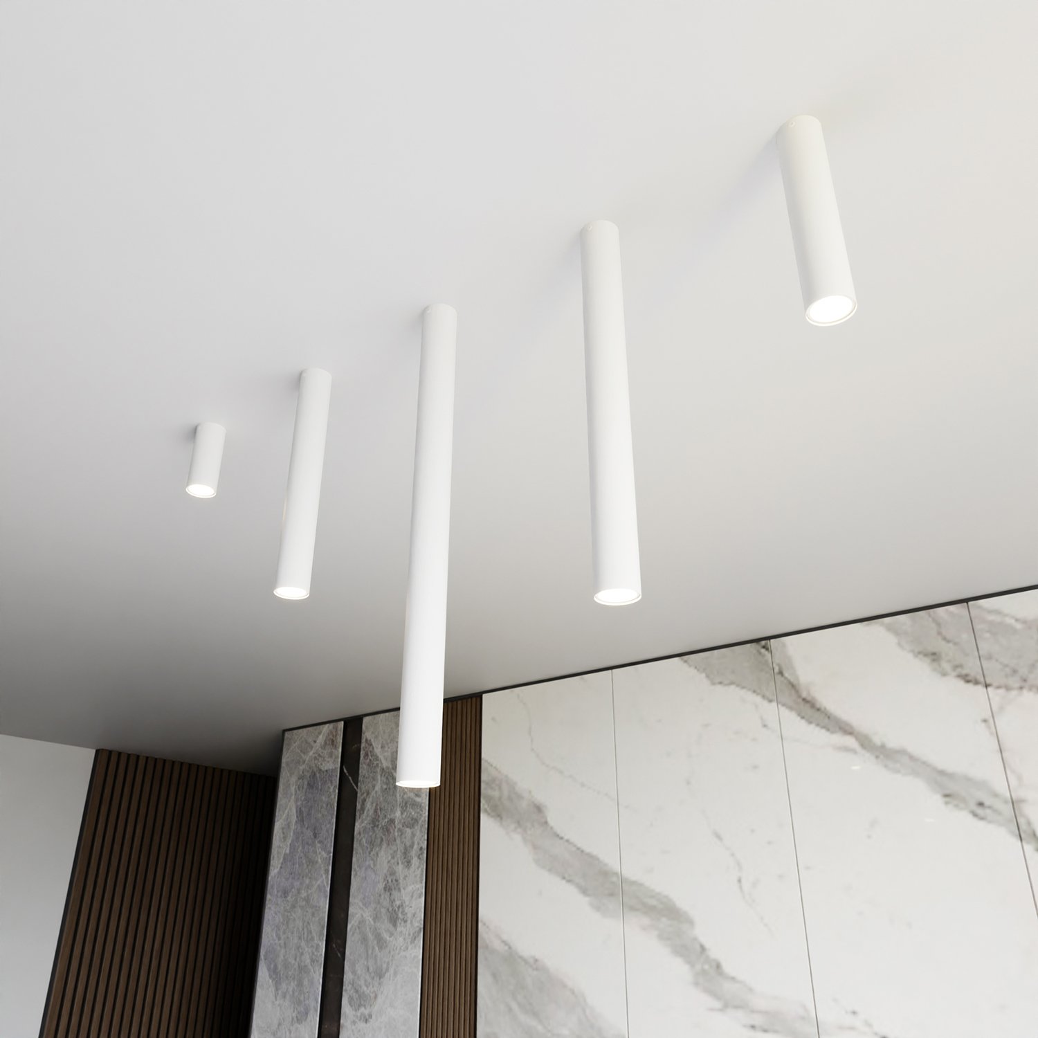 Plafoniera Moderna Faretto Mahadeva 1 Luce Acciaio Bianco 80 Cm 1317/1XXL