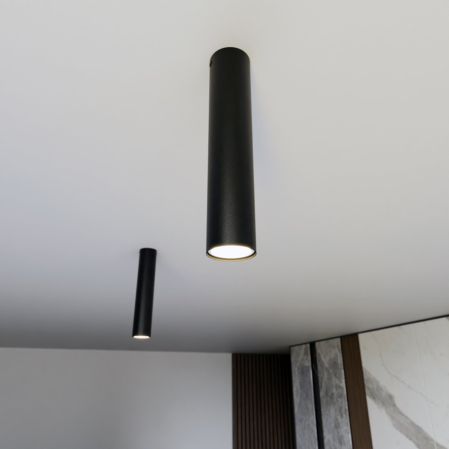 Plafoniera Moderna Faretto Mahadeva 1 Luce Acciaio Nero 30 Cm 1316/1M