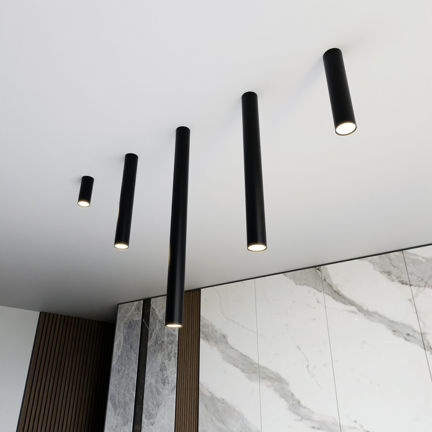 Plafoniera Moderna Faretto Mahadeva 1 Luce Acciaio Nero 30 Cm 1316/1M
