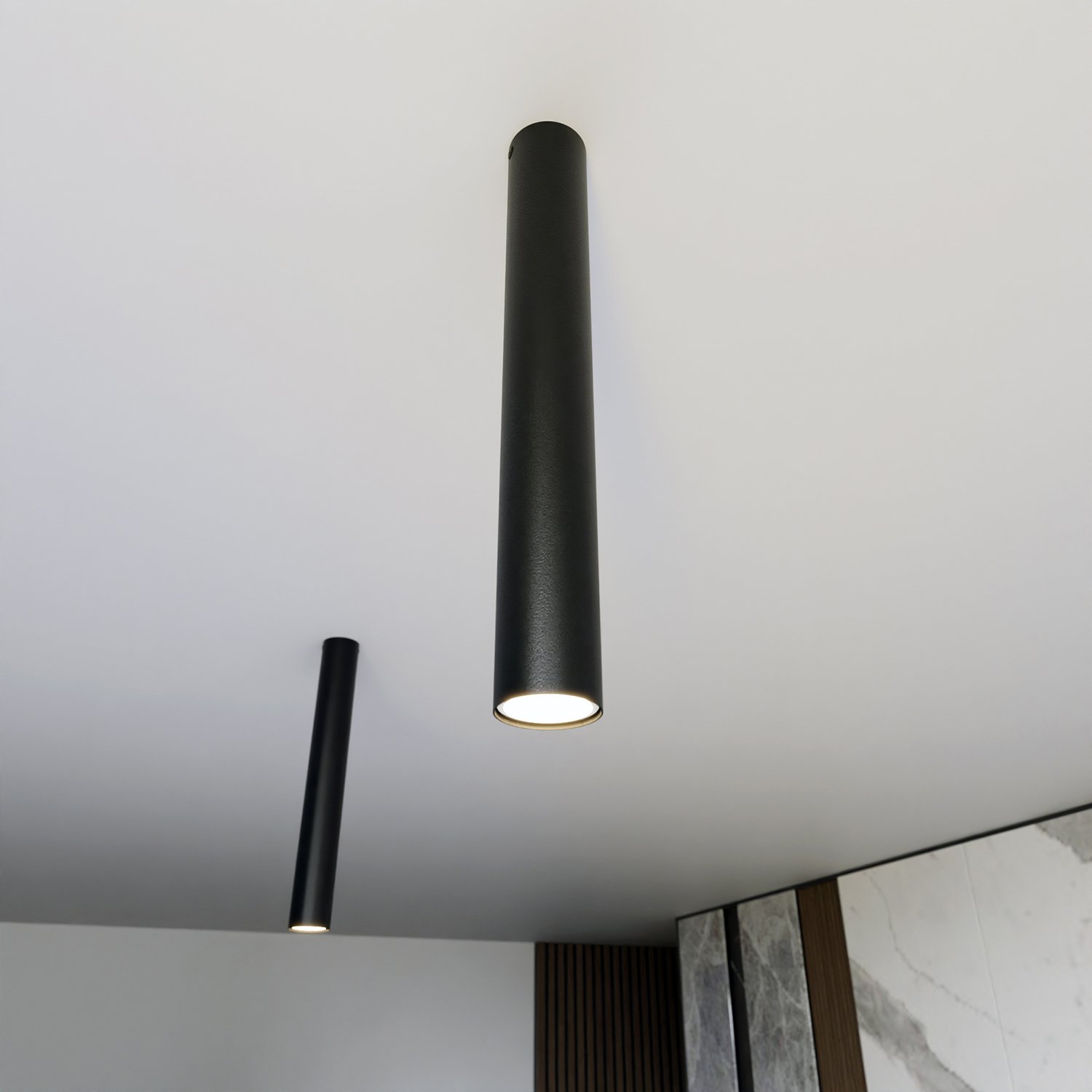 Plafoniera Moderna Faretto Mahadeva 1 Luce Acciaio Nero 45 Cm 1316/1L