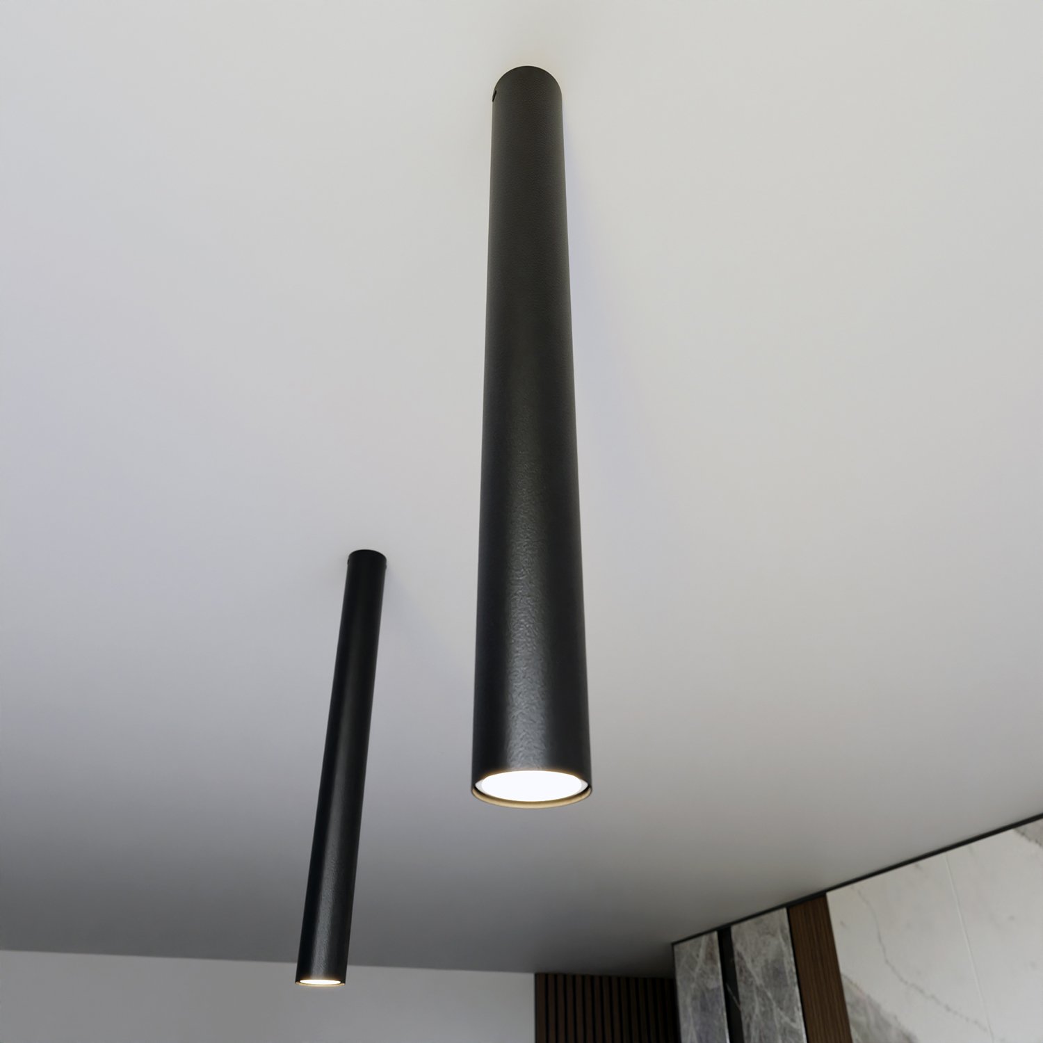 Plafoniera Moderna Faretto Mahadeva 1 Luce Acciaio Nero 60 Cm 1316/1XL