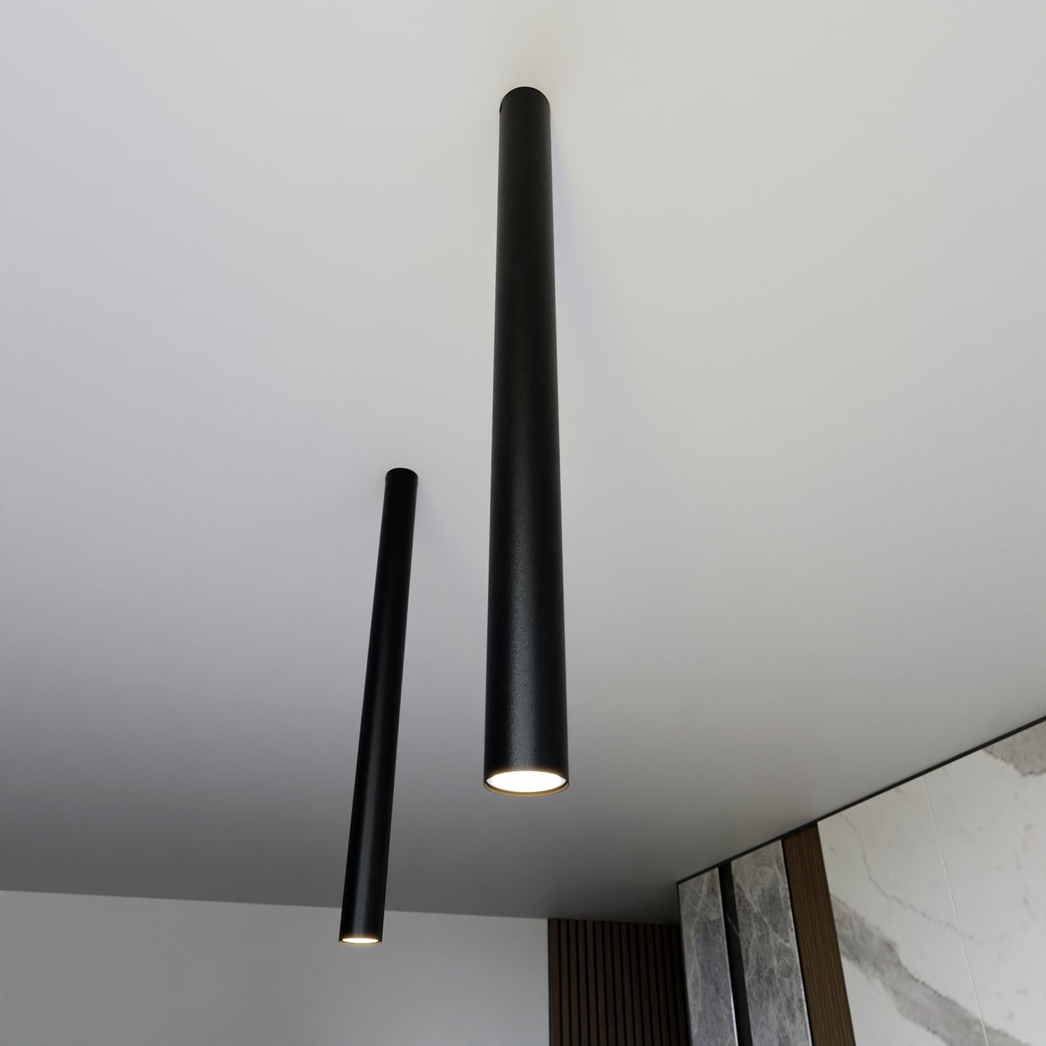 Plafoniera Moderna Faretto Mahadeva 1 Luce Acciaio Nero 80 Cm 1316/1XXL