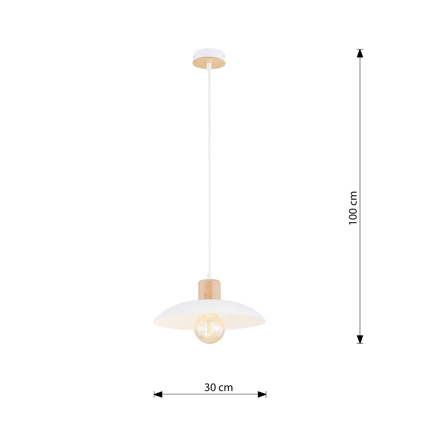 Sospensione Nordica Ishtar 1 Luce In Legno E Acciaio Bianco LA0066-EB-1-BI