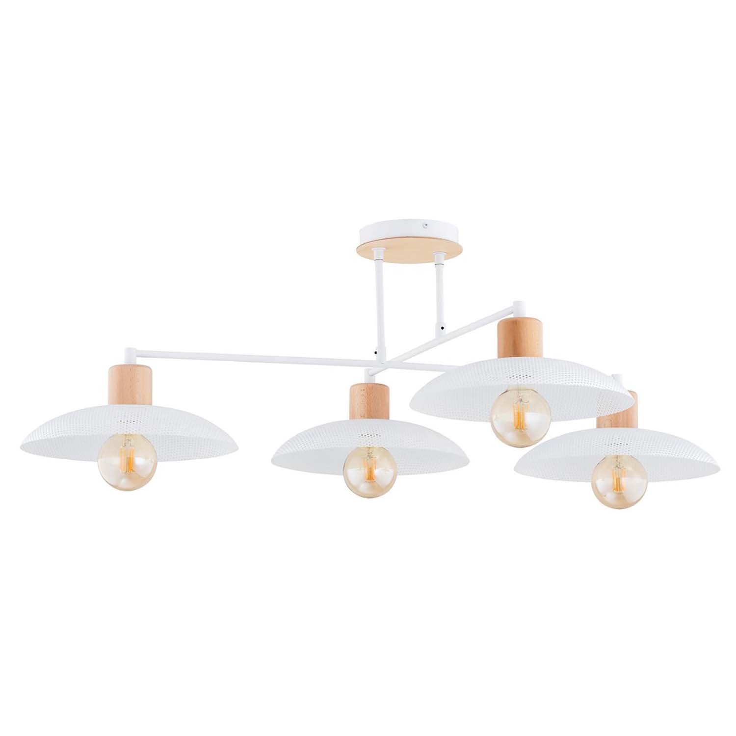 Lampadario Minimal Siri Acciaio Bianco 4 Luci E27 1319/4