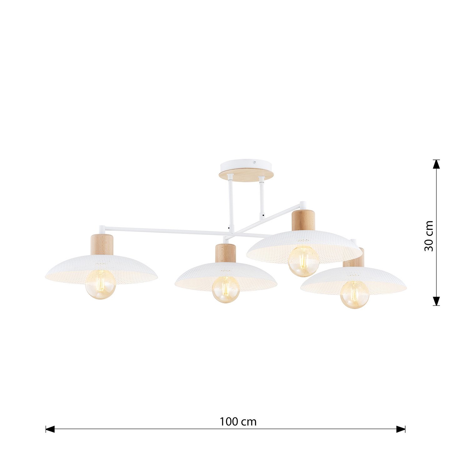 Lampadario Minimal Siri Acciaio Bianco 4 Luci E27 1319/4