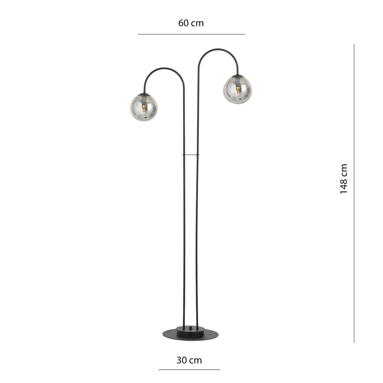 Lampadario Minimal Utu Acciaio Nero Grigio 2 Luci E14 Ip20 LA0070-EB-2-NR-GR2