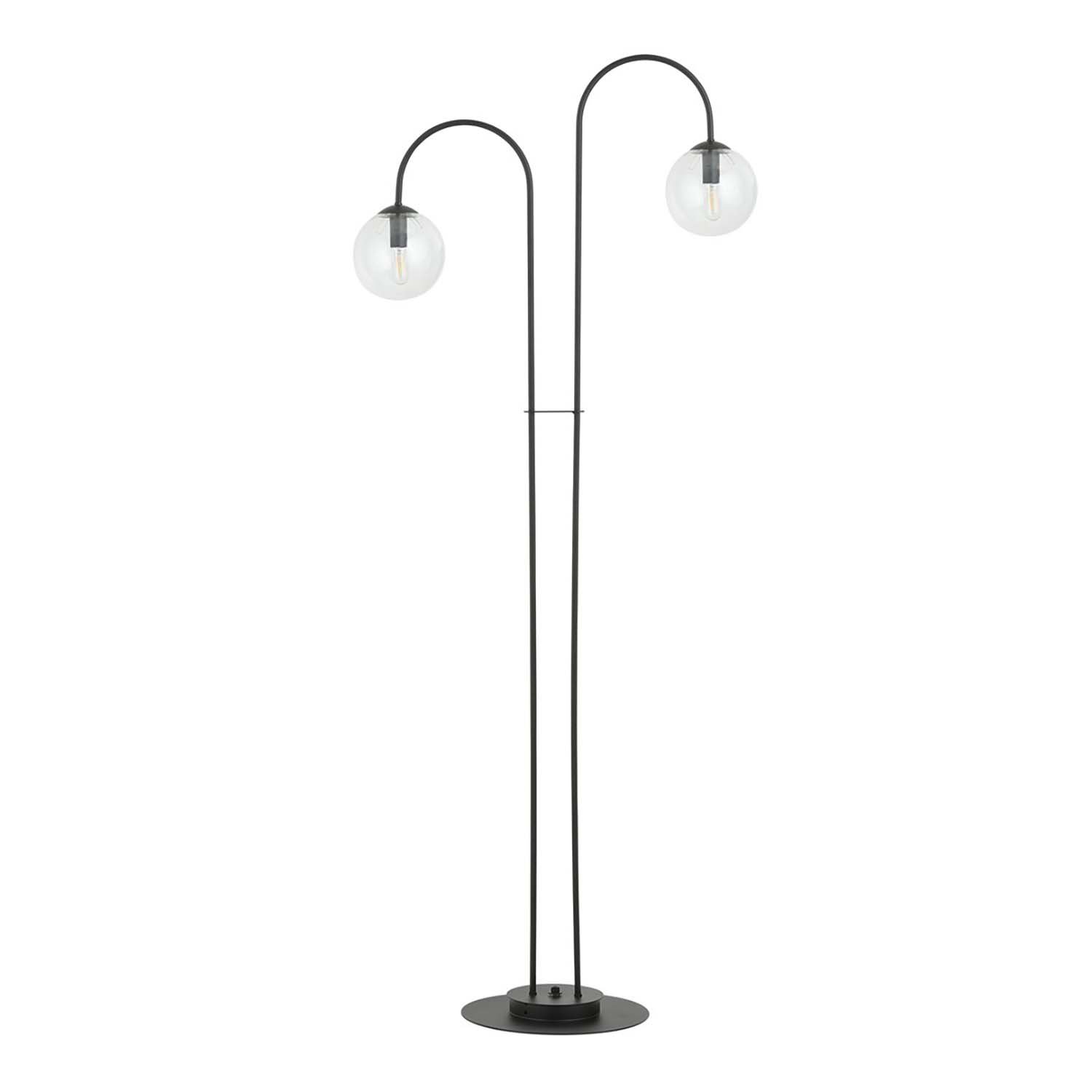 Lampadario Minimal Sharada Acciaio Nero Trasparente 2 Luci E14 1286/LP2