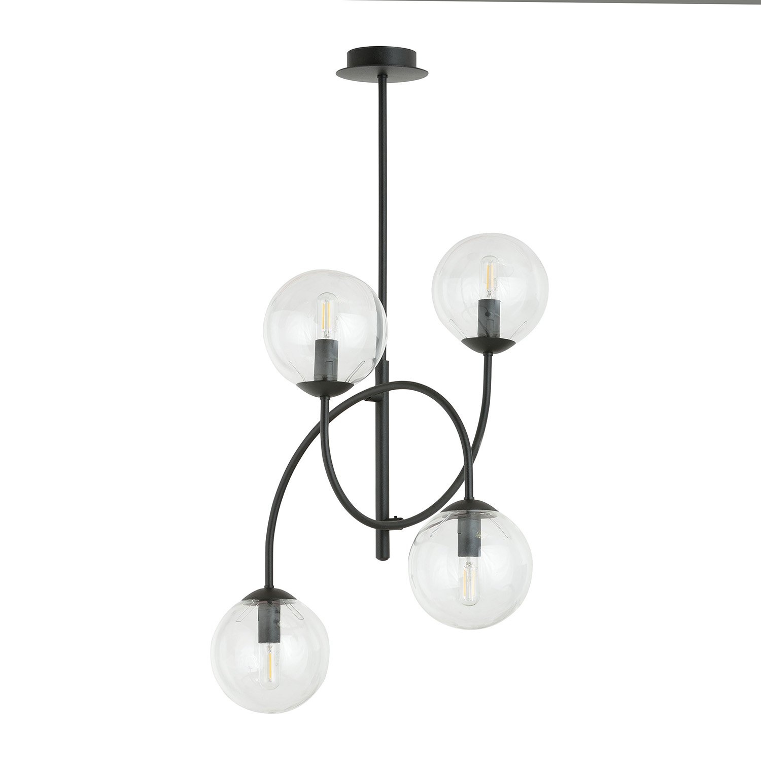 Plafoniera Moderna Utu 4 Luci In Acciaio Nero E Vetro Trasparente LA0070-EB-4-NR-TR2