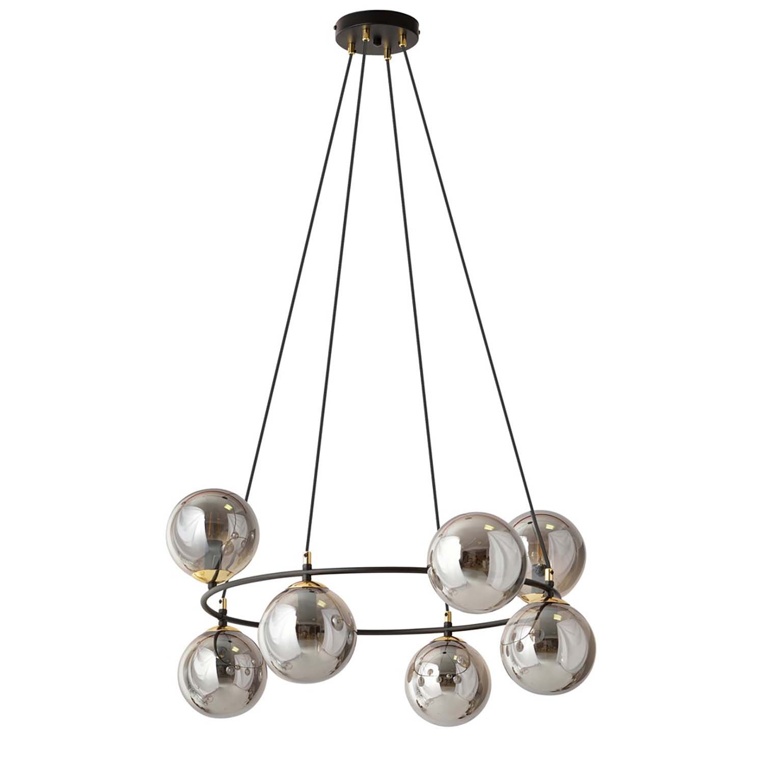 Lampadario Minimal Tiamat Acciaio Nero Oro Grigio 7 Luci E14 Ip20 LA0073-EB-7-OR-GR