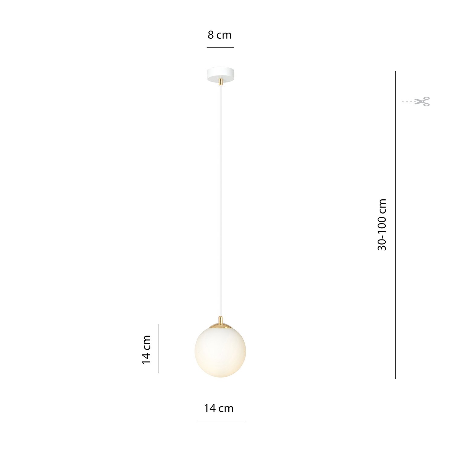 Sospensione Contemporanea Yudi 1 Luce Acciaio Bianco Sfera Vetro Bianco 1244/1