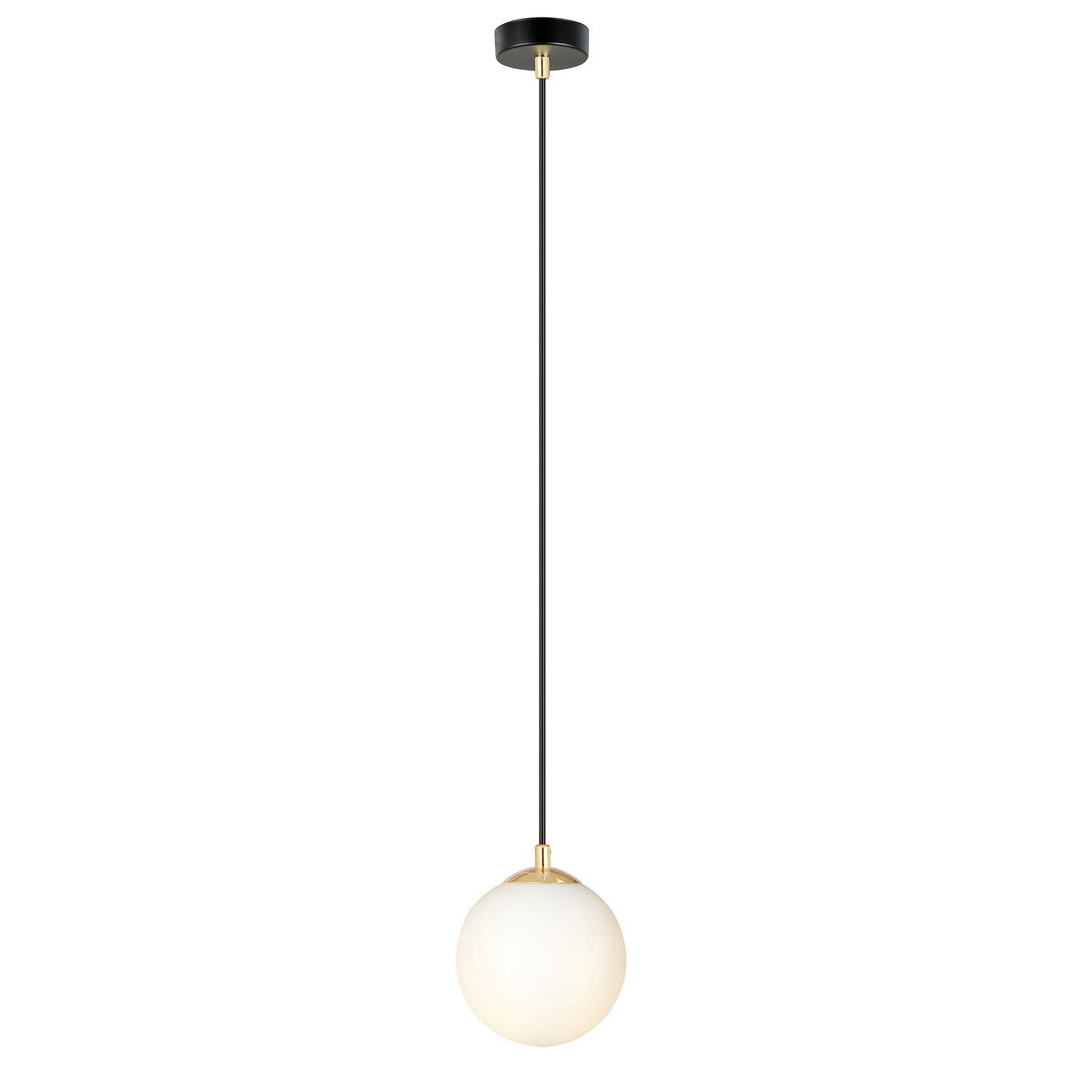 Sospensione Contemporanea Yudi 1 Luce Acciaio Nero/Oro Sfera Vetro Bianco 1243/1