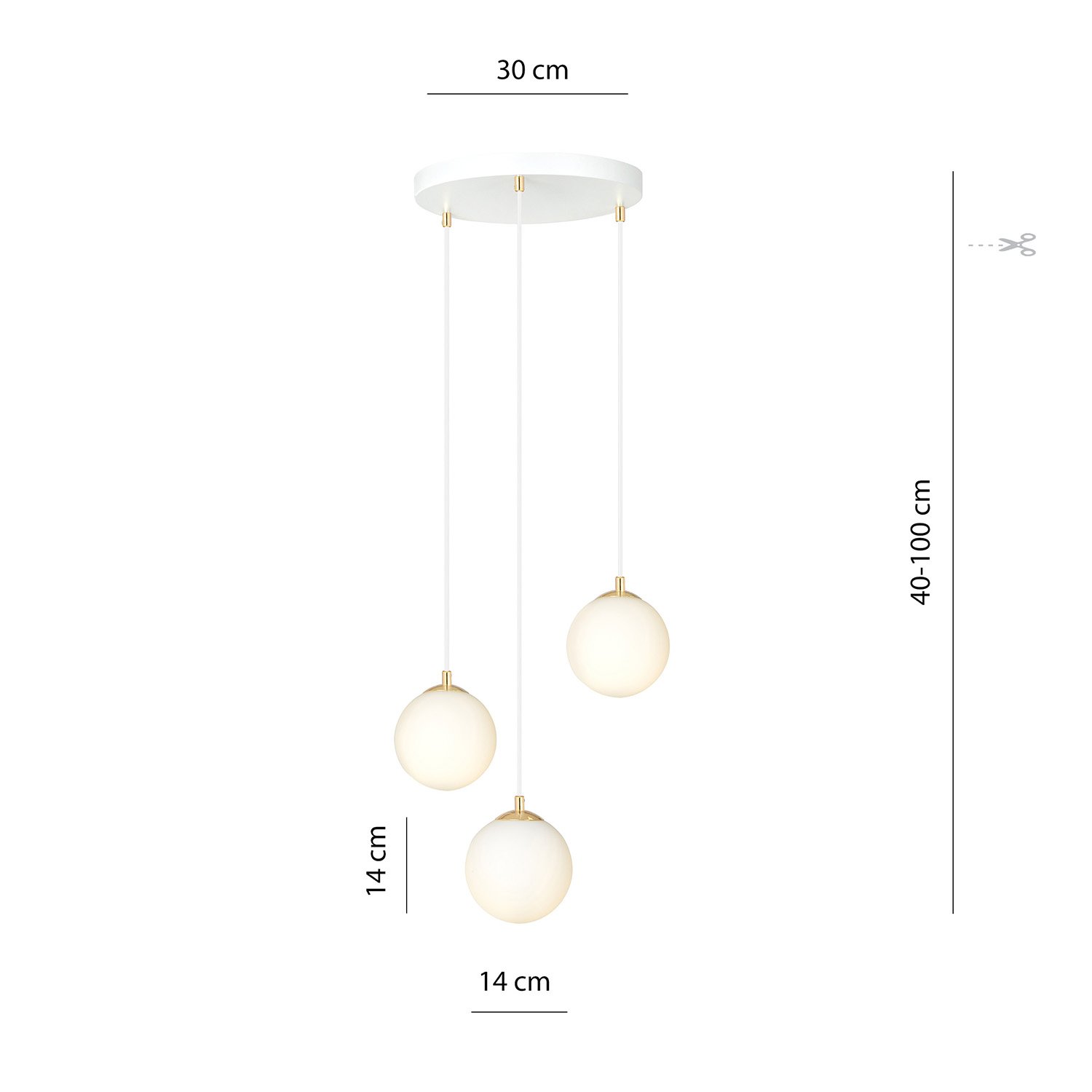 Sospensione Contemporanea Yudi 3 Luci Acciaio Bianco Sfera Vetro Bianco 1244/3