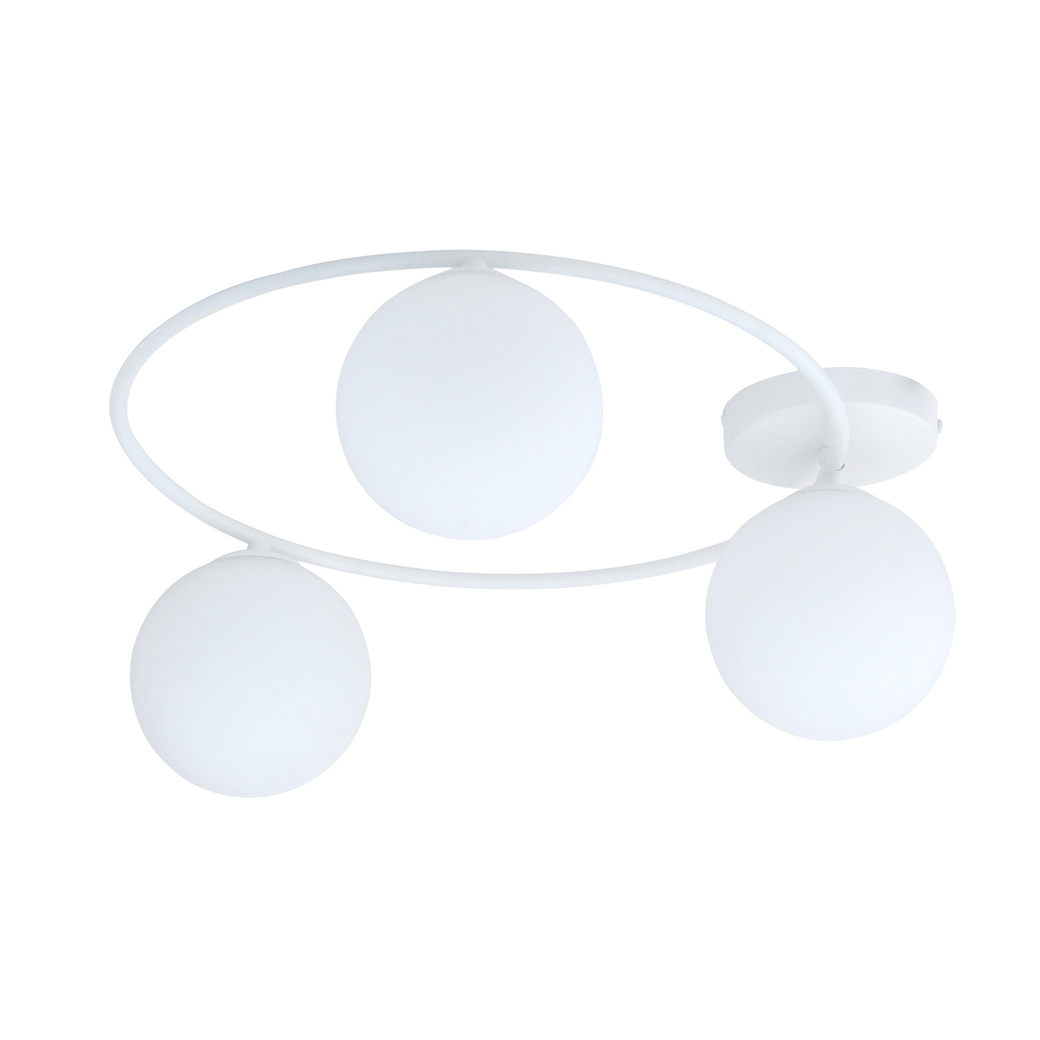 Image of Plafoniera Minimal 3 Luci Perseo In Acciaio Bianco E Sfere In Vetro Bianco
