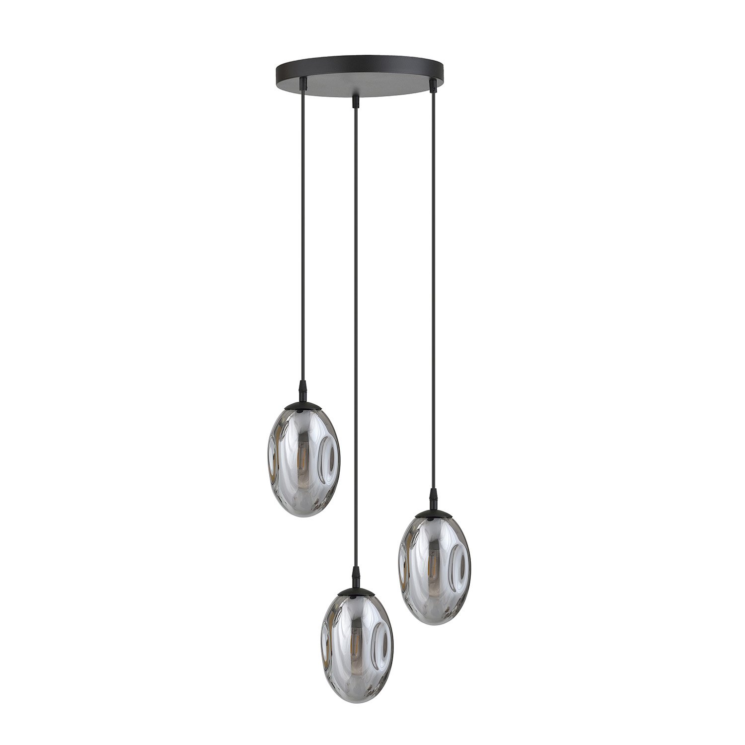 Sospensione Minimal 3 Luci Pendragon Acciaio Nero E Vetro Fumè 1266/3PREM