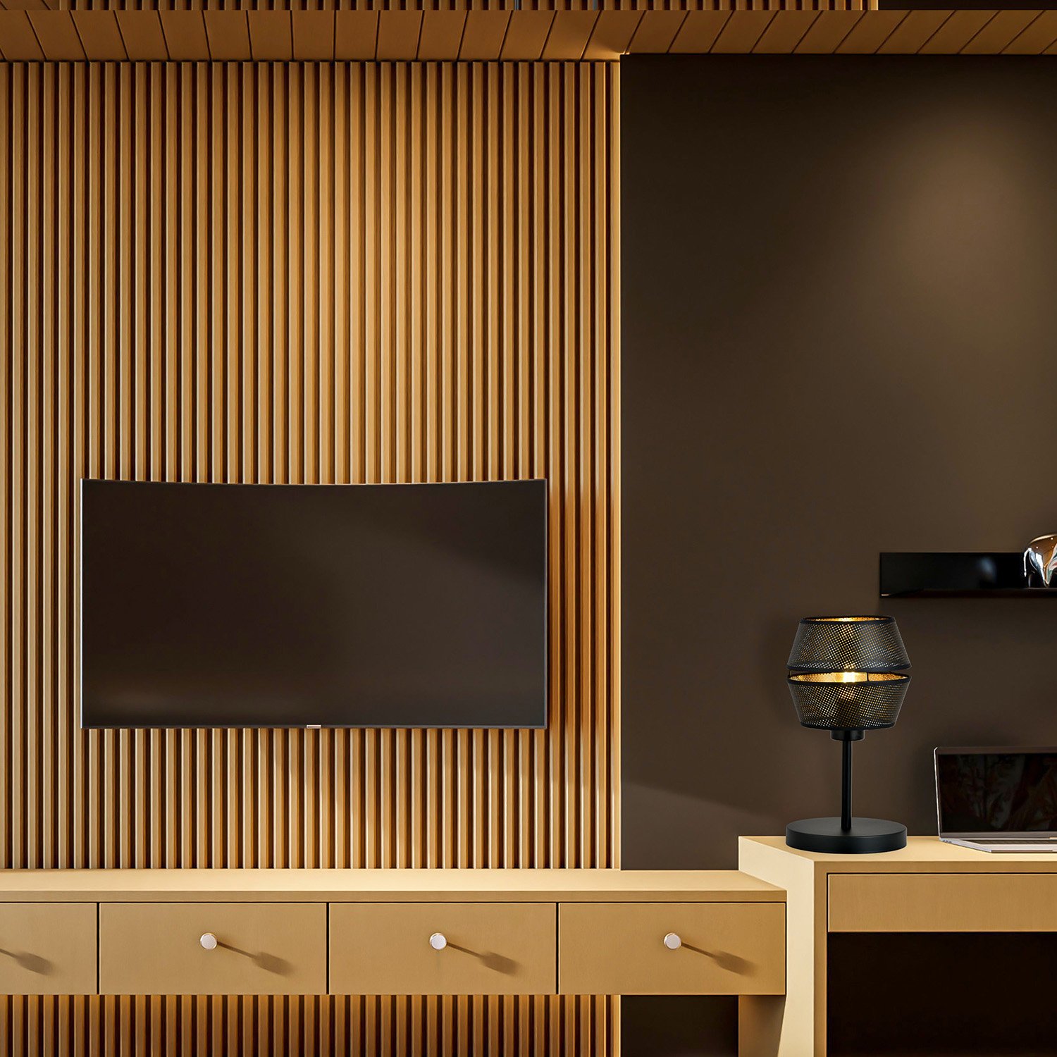 Lumetto Contemporaneo 1 Luce Lothbrok In Metallo Nero E Oro 1185/LN