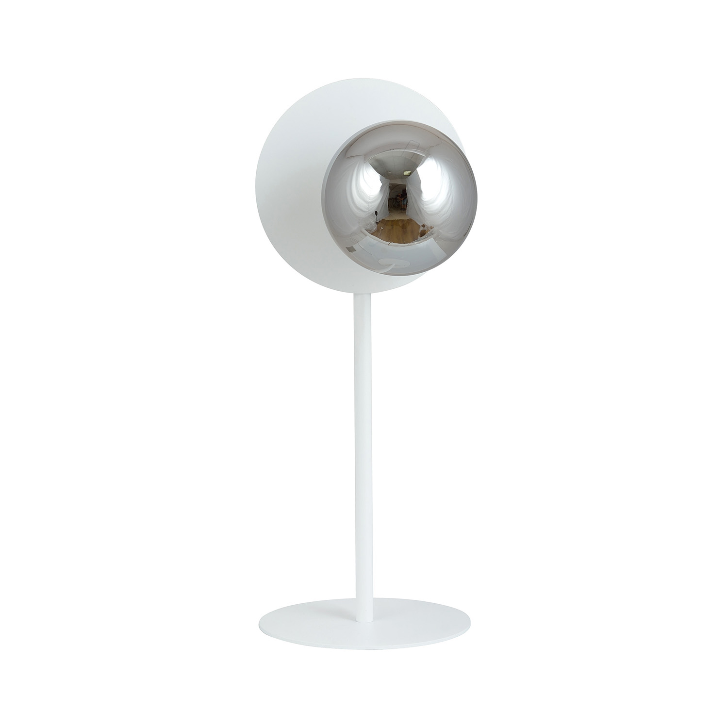 Lampada Da Tavolo Contemporanea Ippolita 1 Luce In Acciaio Bianco E Vetro Fumè LA0093-EB-LT1-BI-GR