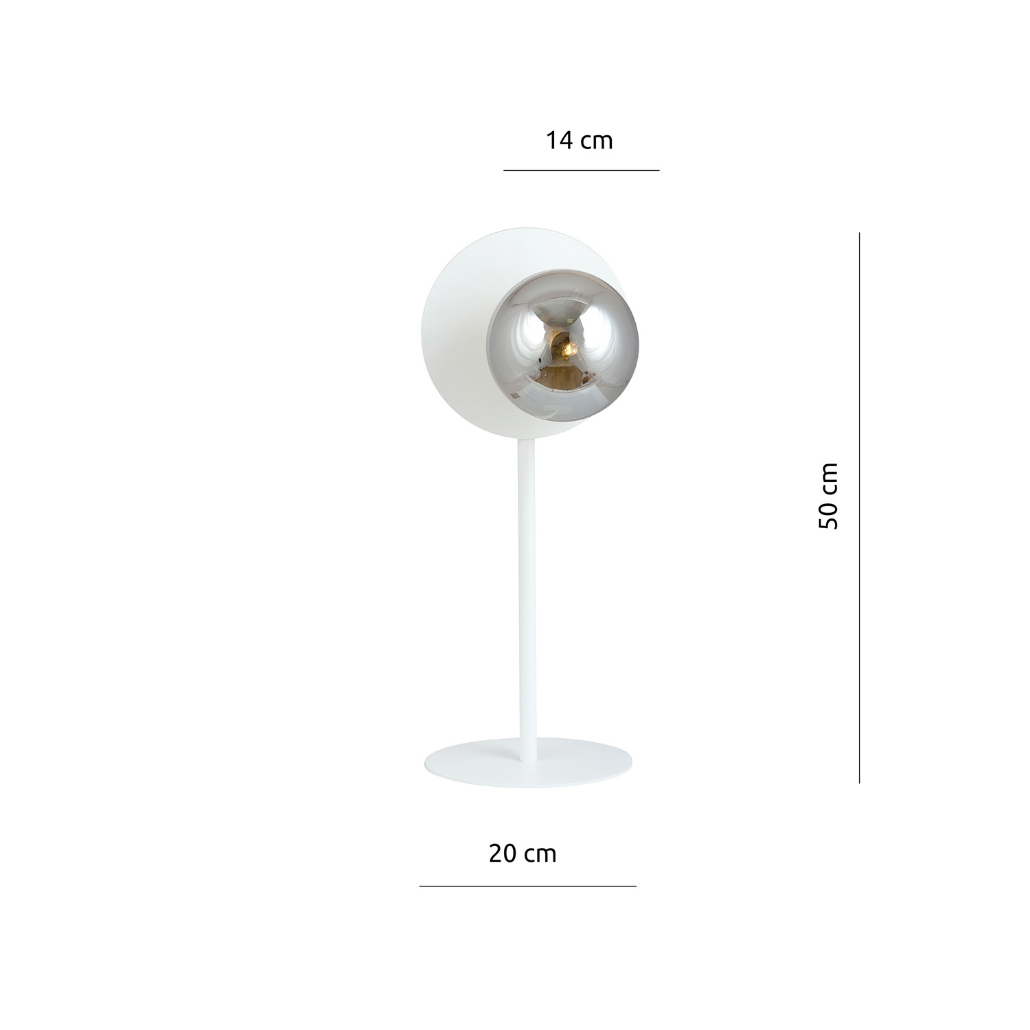 Lampada Da Tavolo Contemporanea Ippolita 1 Luce In Acciaio Bianco E Vetro Fumè LA0093-EB-LT1-BI-GR