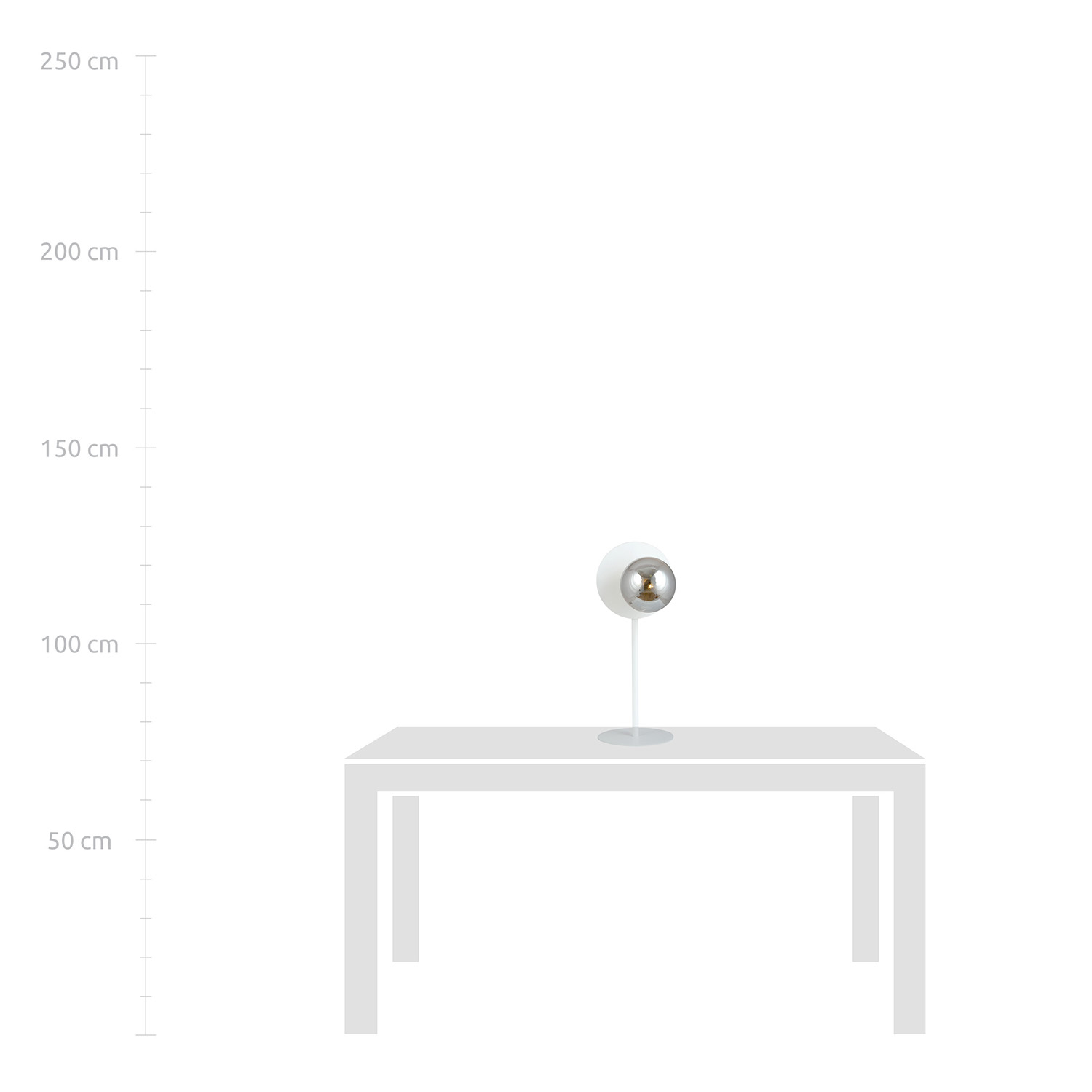 Lampada Da Tavolo Contemporanea Ippolita 1 Luce In Acciaio Bianco E Vetro Fumè LA0093-EB-LT1-BI-GR
