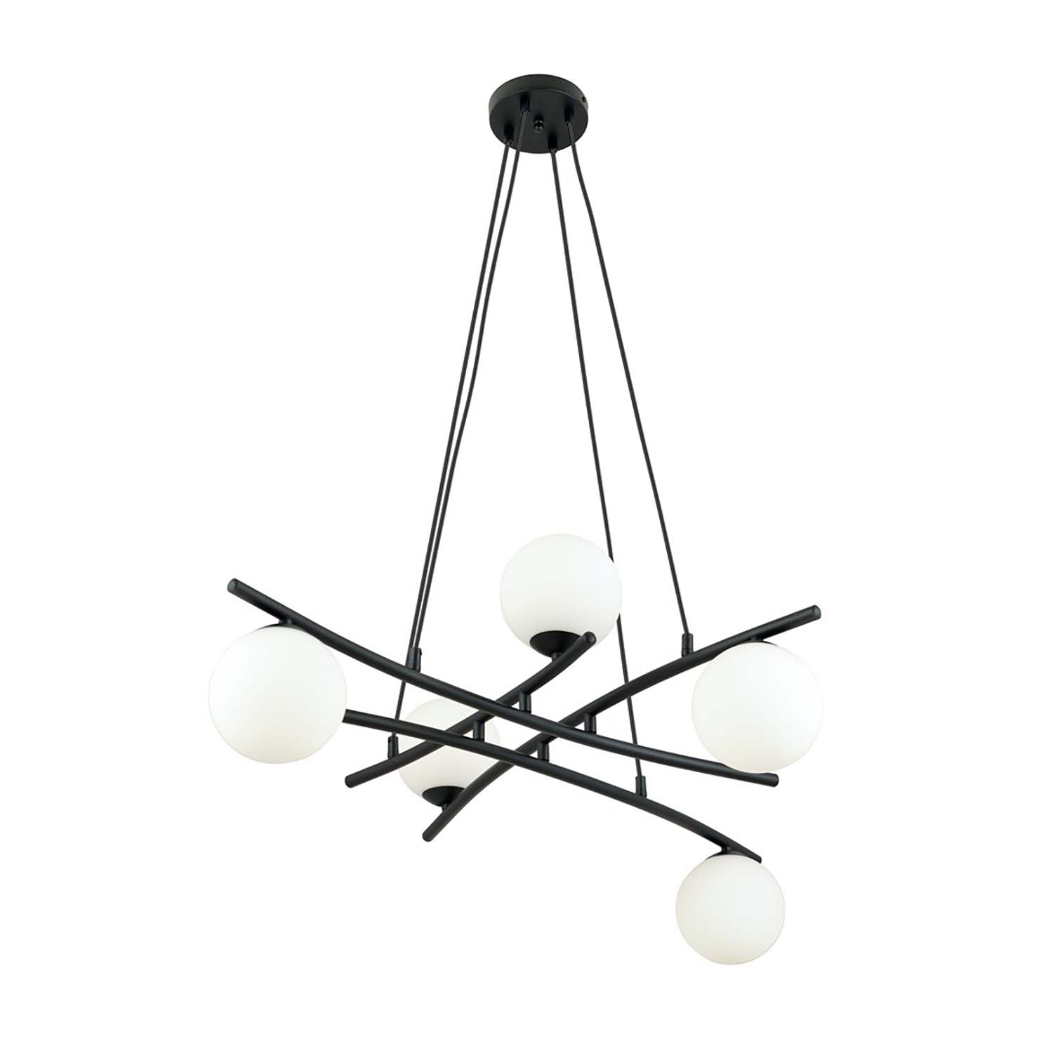 Lampadario Moderno Cadmo Acciaio Nero Bianco 5 Luci E14 Ip20 LA0095-EB-5-NR-BI
