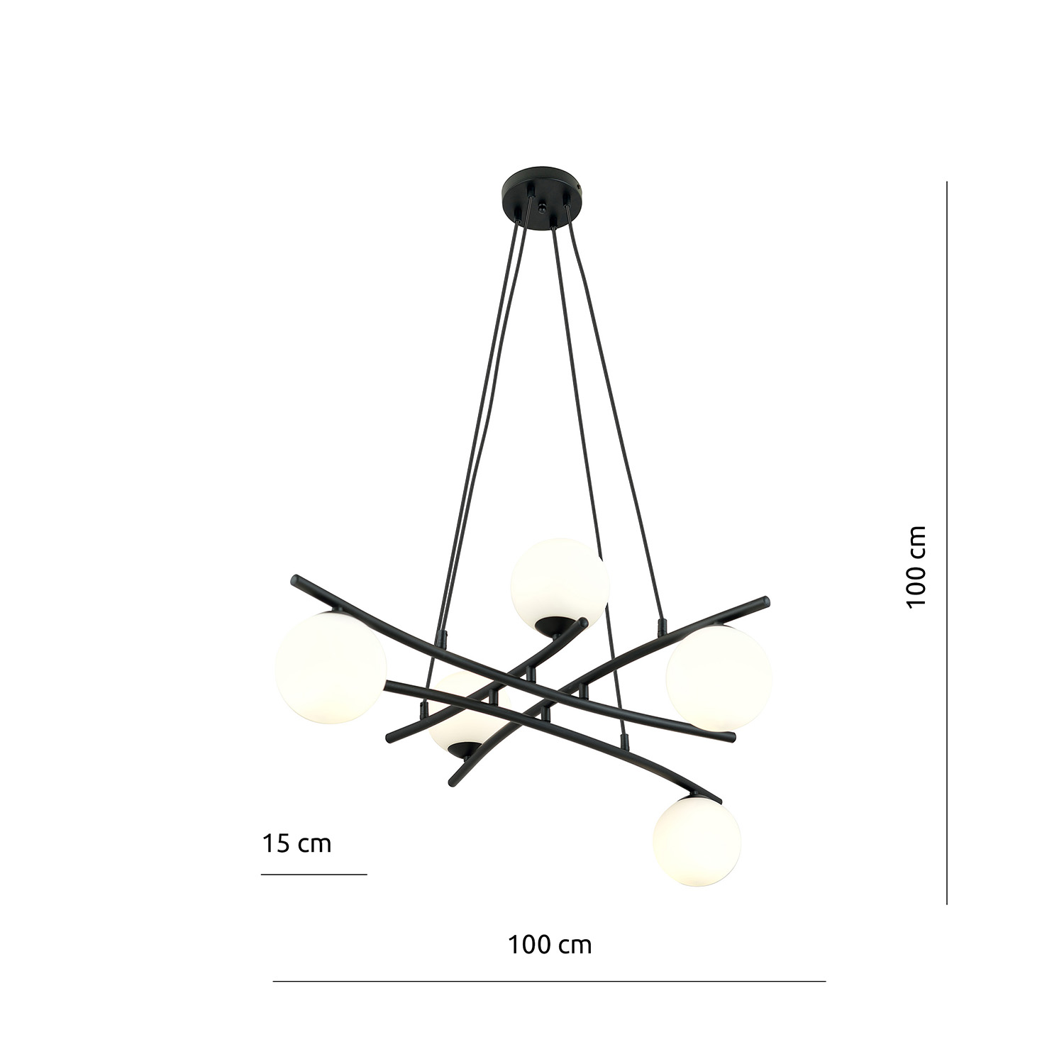 Lampadario Moderno Cadmo Acciaio Nero Bianco 5 Luci E14 Ip20 LA0095-EB-5-NR-BI