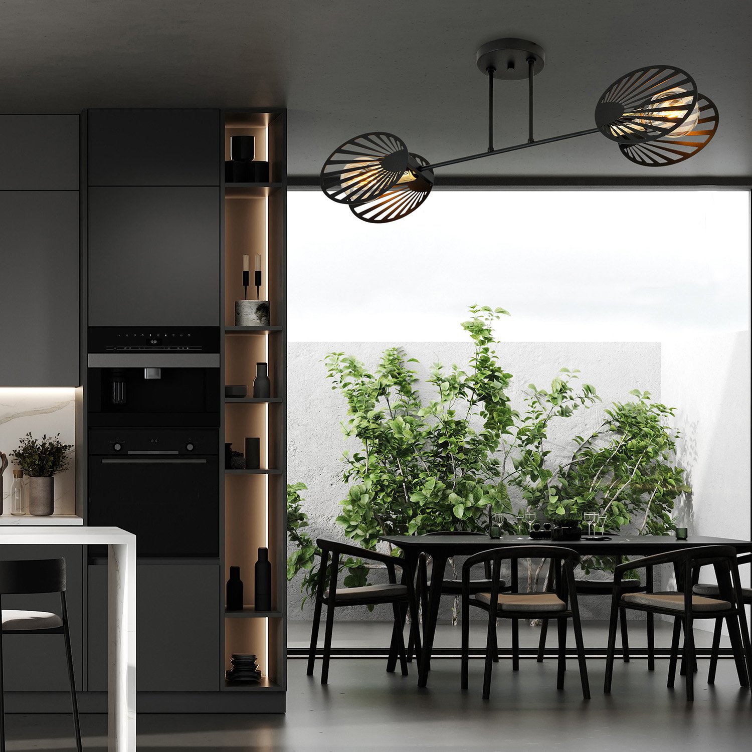 Plafoniera Contemporanea 2 Luci Tallia In Acciaio Nero E Oro LA0100-EB-PL2-NR
