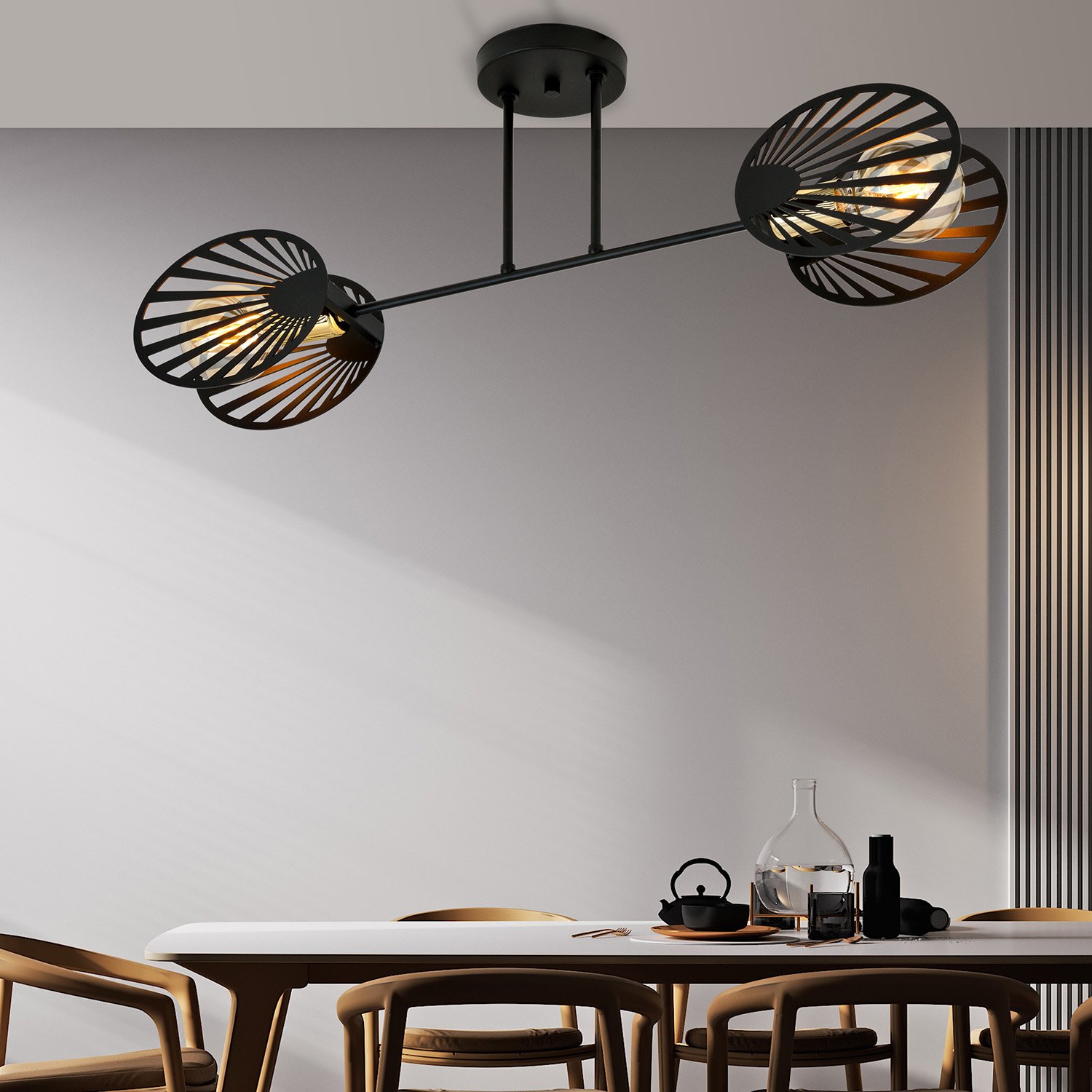 Plafoniera Contemporanea 2 Luci Tallia In Acciaio Nero E Oro LA0100-EB-PL2-NR