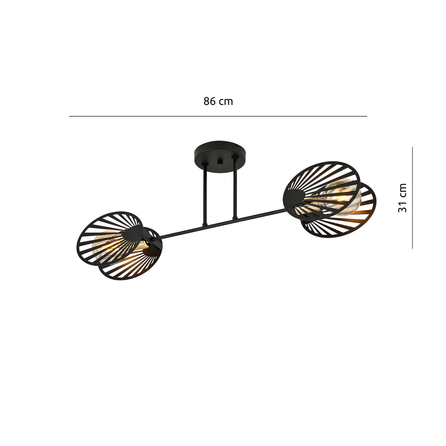 Plafoniera Contemporanea 2 Luci Tallia In Acciaio Nero E Oro LA0100-EB-PL2-NR