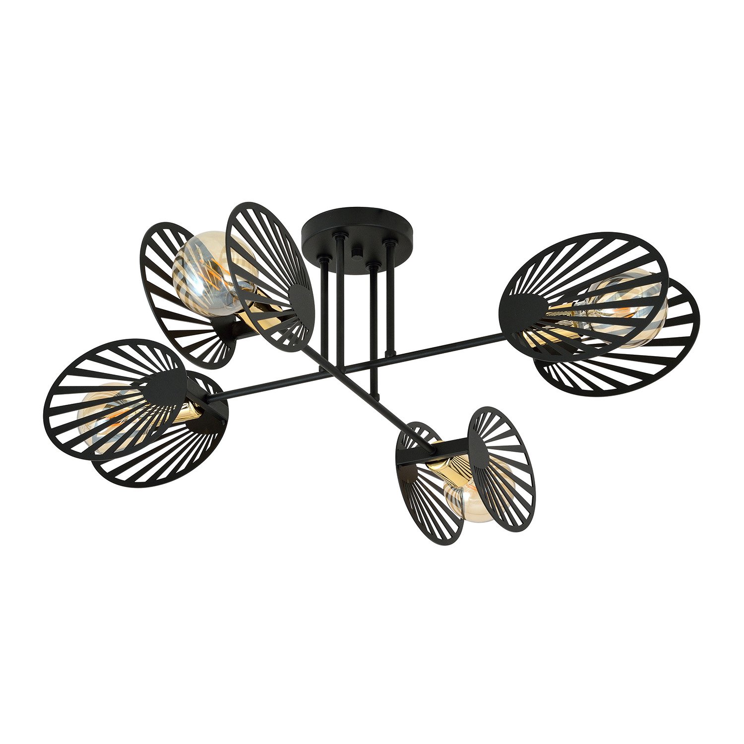 Plafoniera Moderna Ondurgo Acciaio Nero 4 Luci E27 1181/4